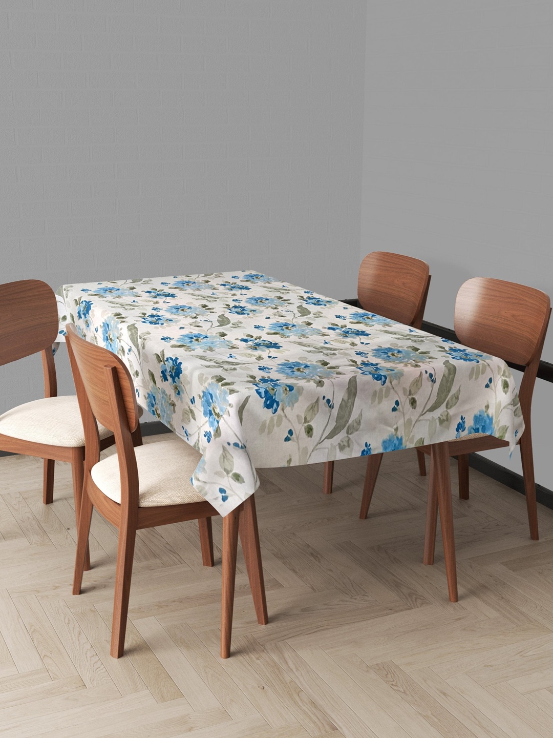 

Trance Home Linen Blue & White Printed Pure Cotton Rectangular 4-6 Seater Table Cloth