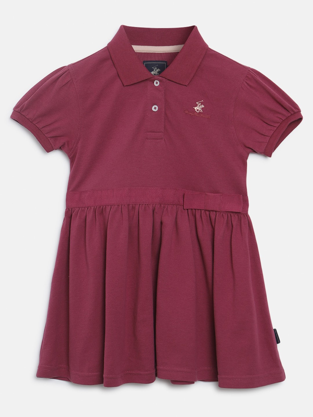 

Beverly Hills Polo Club Girls Shirt Collar Puff Sleeves Fit and Flare Dress, Purple