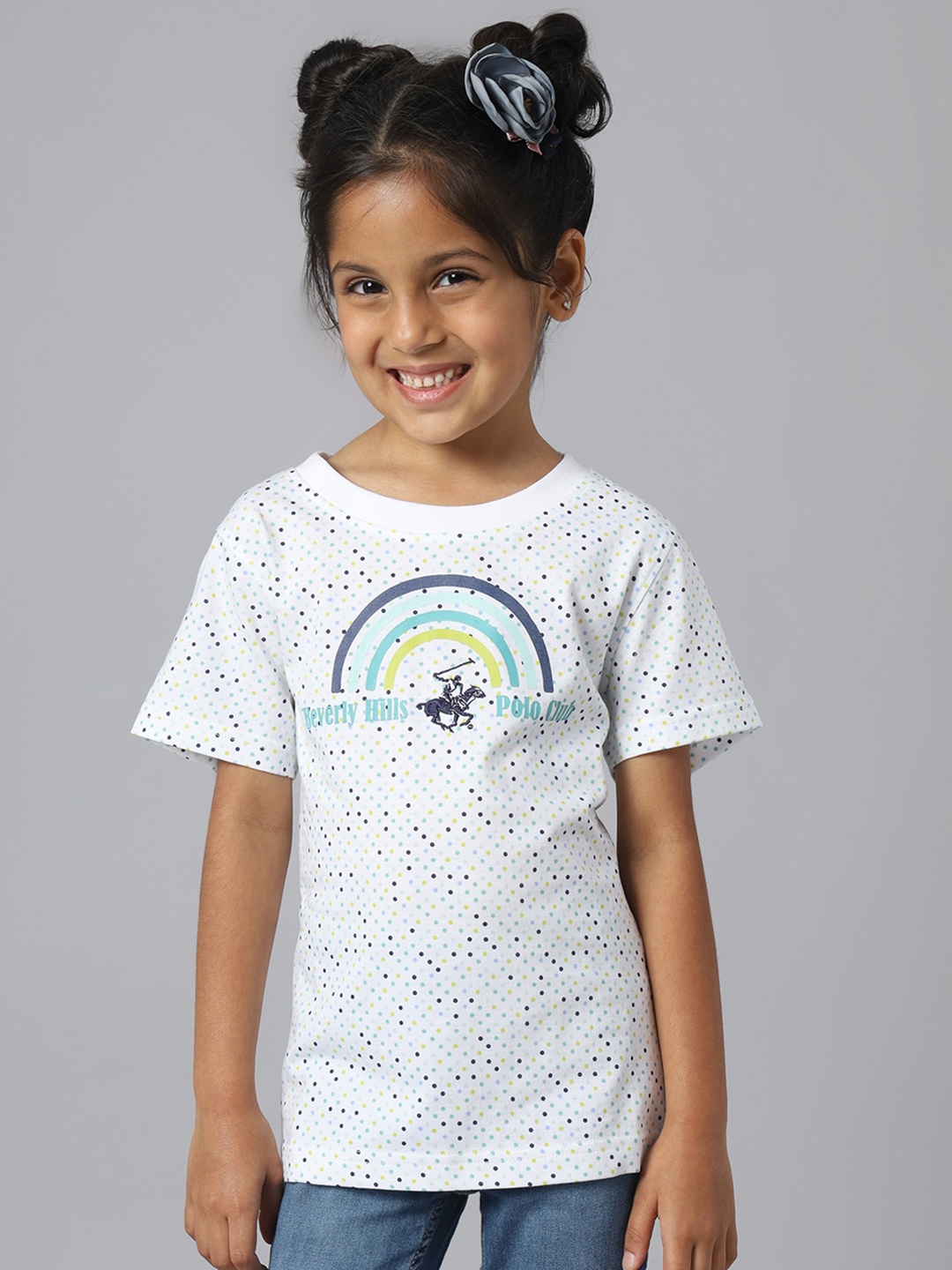 

Beverly Hills Polo Club Girls Typography Printed Pure Cotton T-shirt, Green