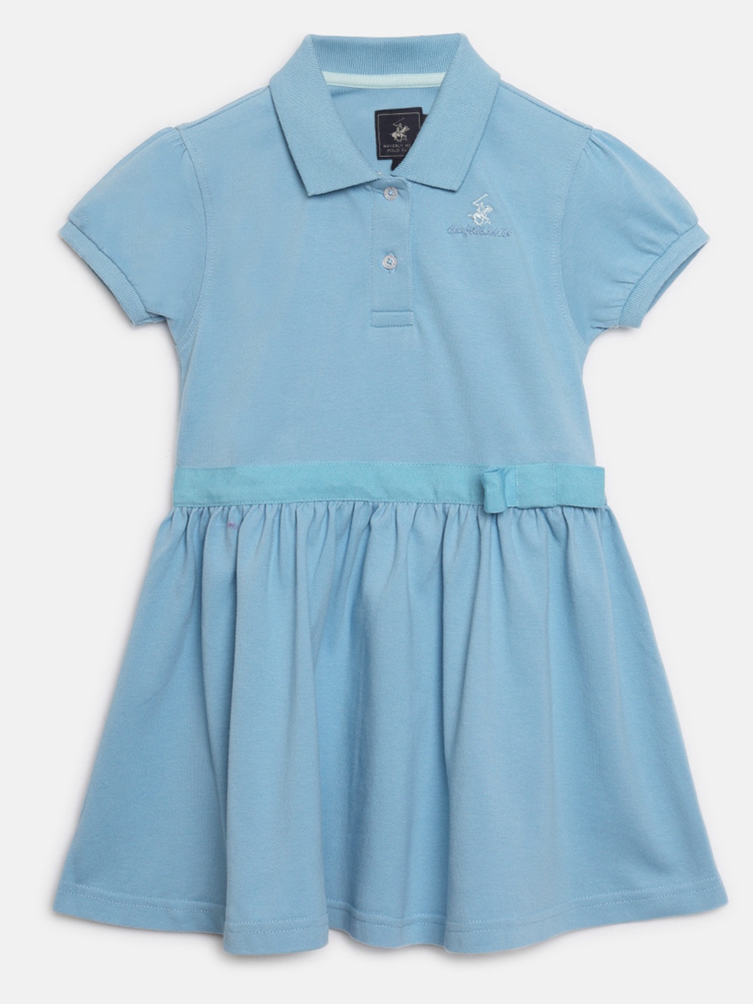 

Beverly Hills Polo Club Girls Shirt Collar Fit & Flare Cotton Dress, Blue