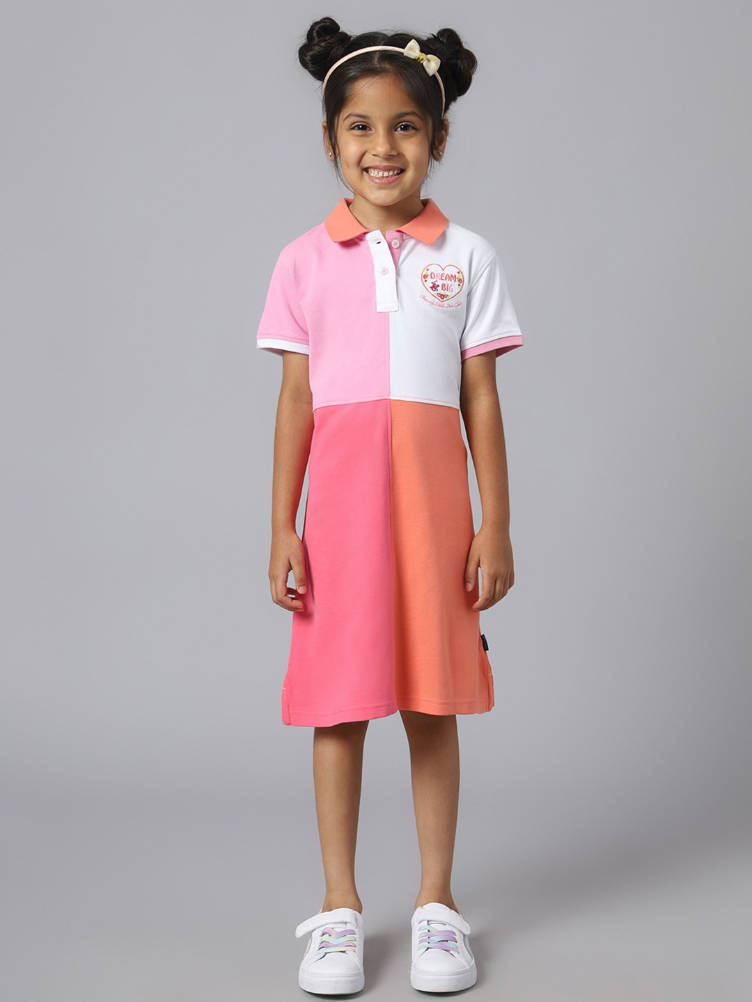 

Beverly Hills Polo Club Girls Colourblocked T-shirt Dress, Pink