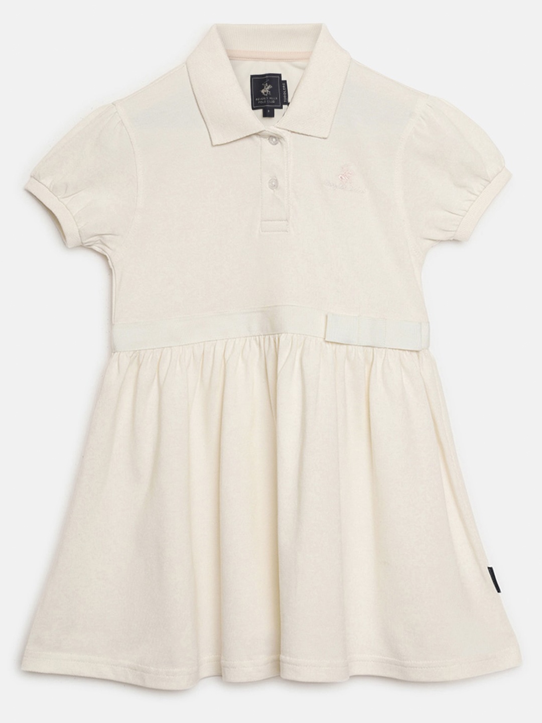 

Beverly Hills Polo Club Girls Shirt Collar Fit and Flare Dress, Off white