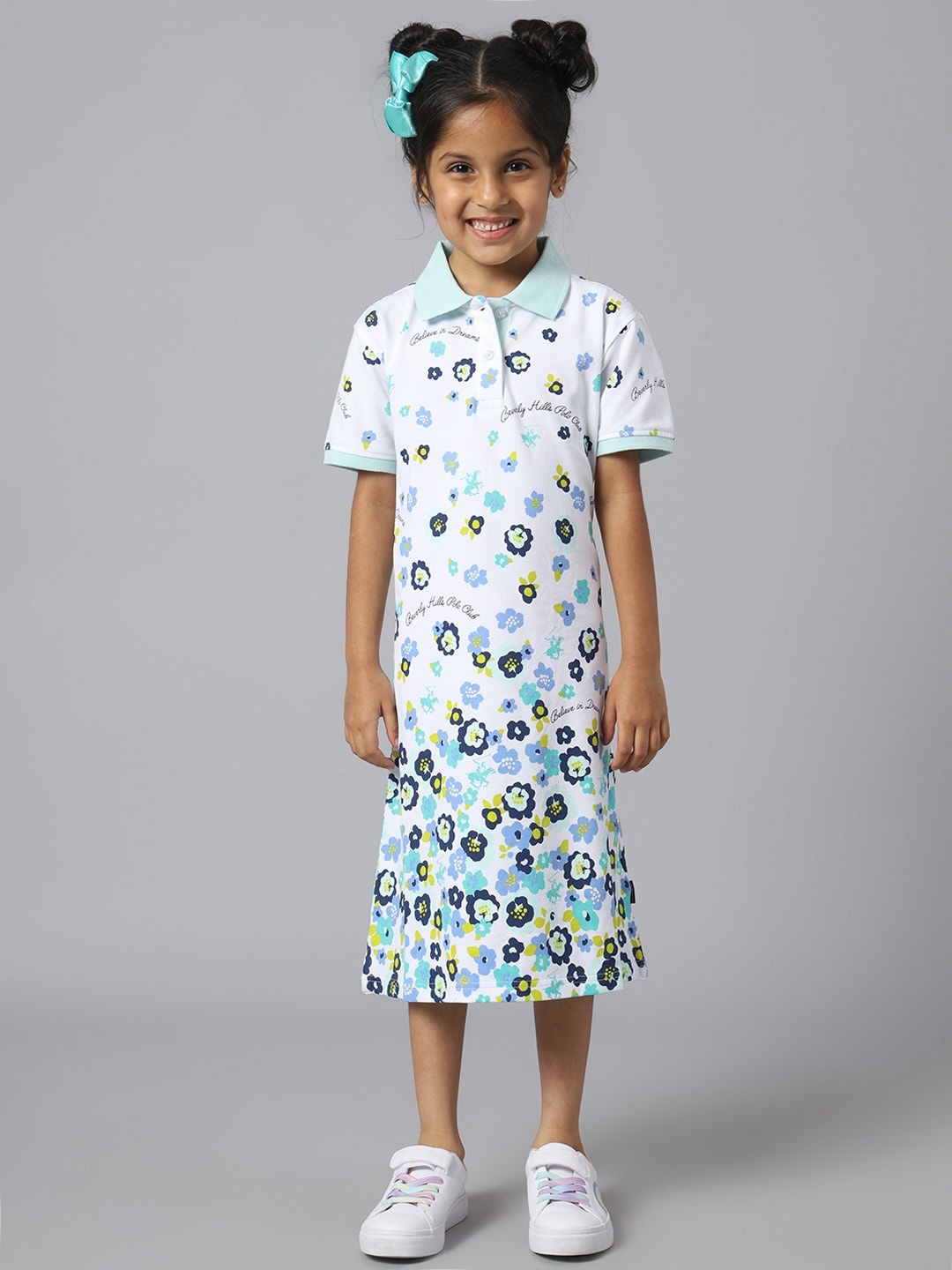

Beverly Hills Polo Club Girls Floral Print T-shirt Midi Dress, Green