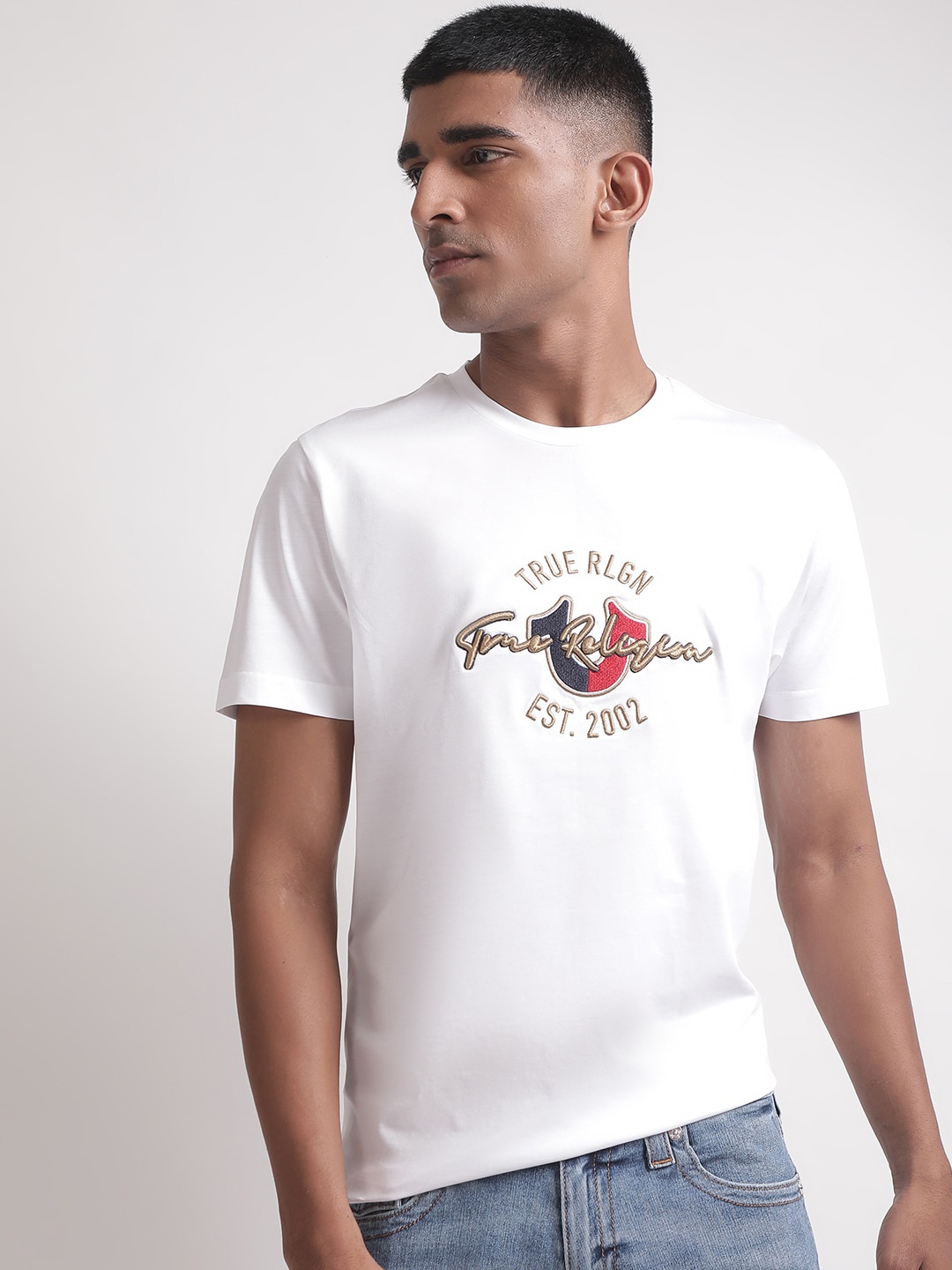 

True Religion Brand Logo Embroidered Cotton T-shirt, White