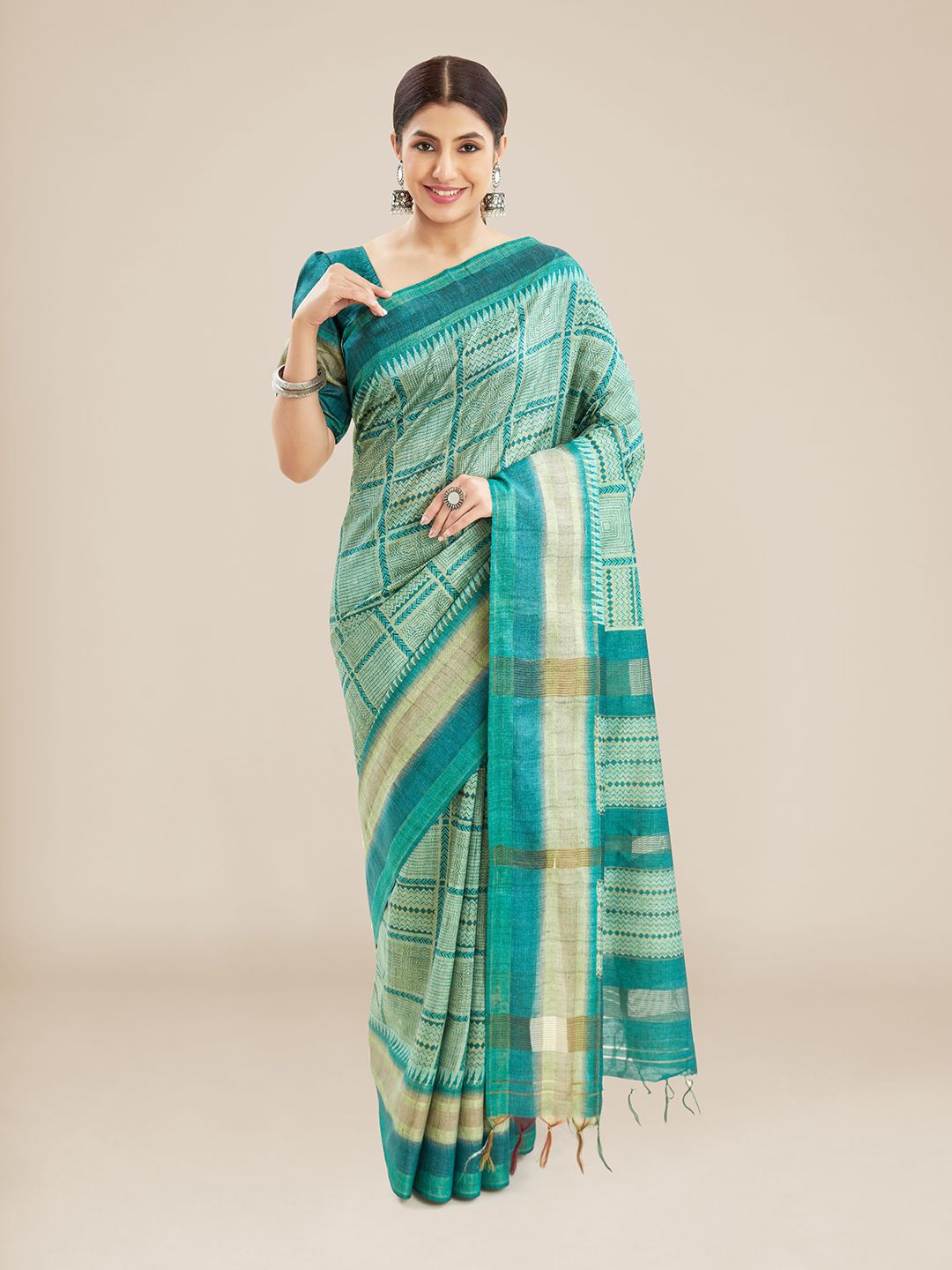 

Kalyan Silks Ethnic Motif Printed Saree, Blue