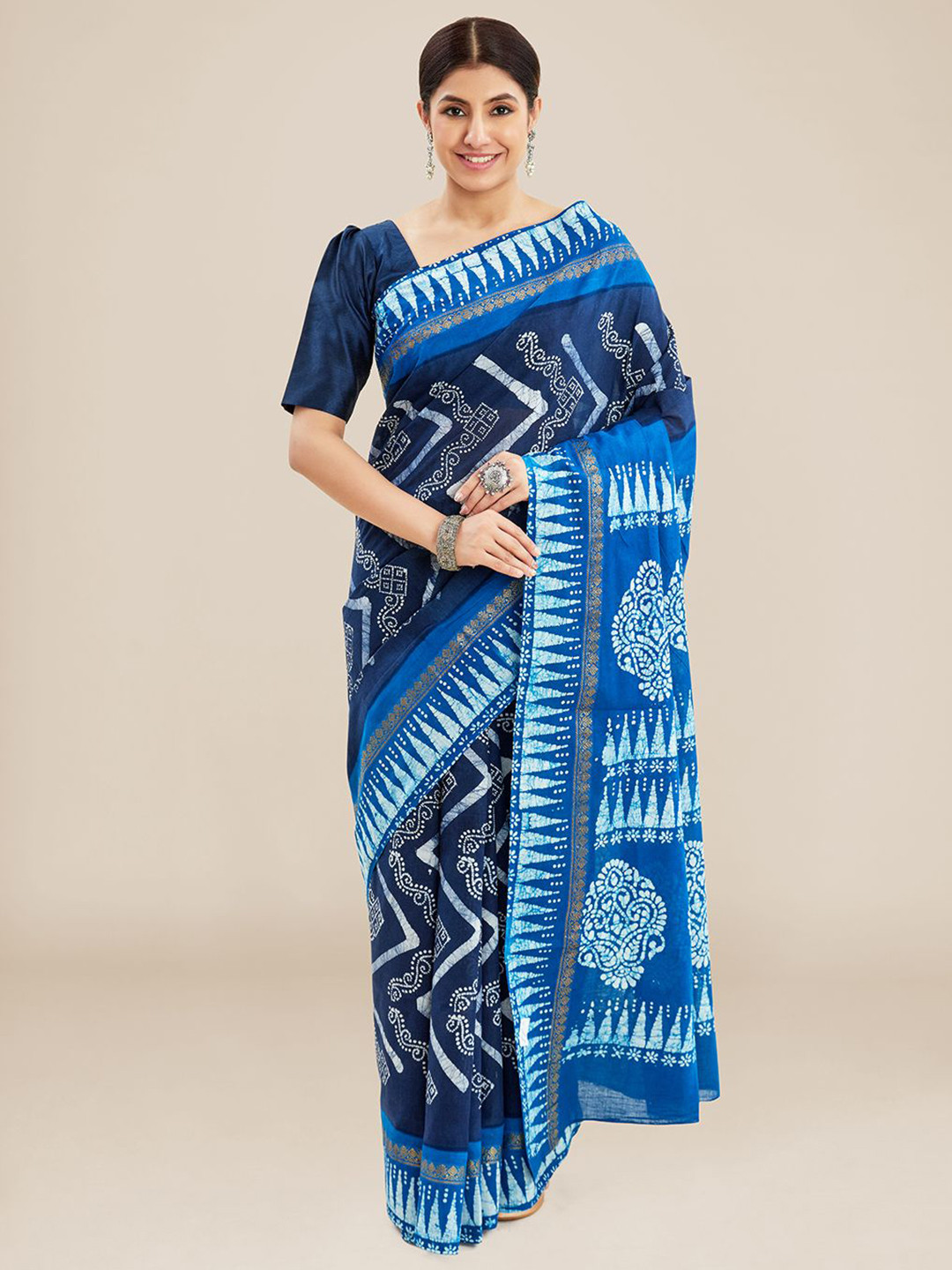 

Kalyan Silks Ethnic Motifs Printed Saree, Blue