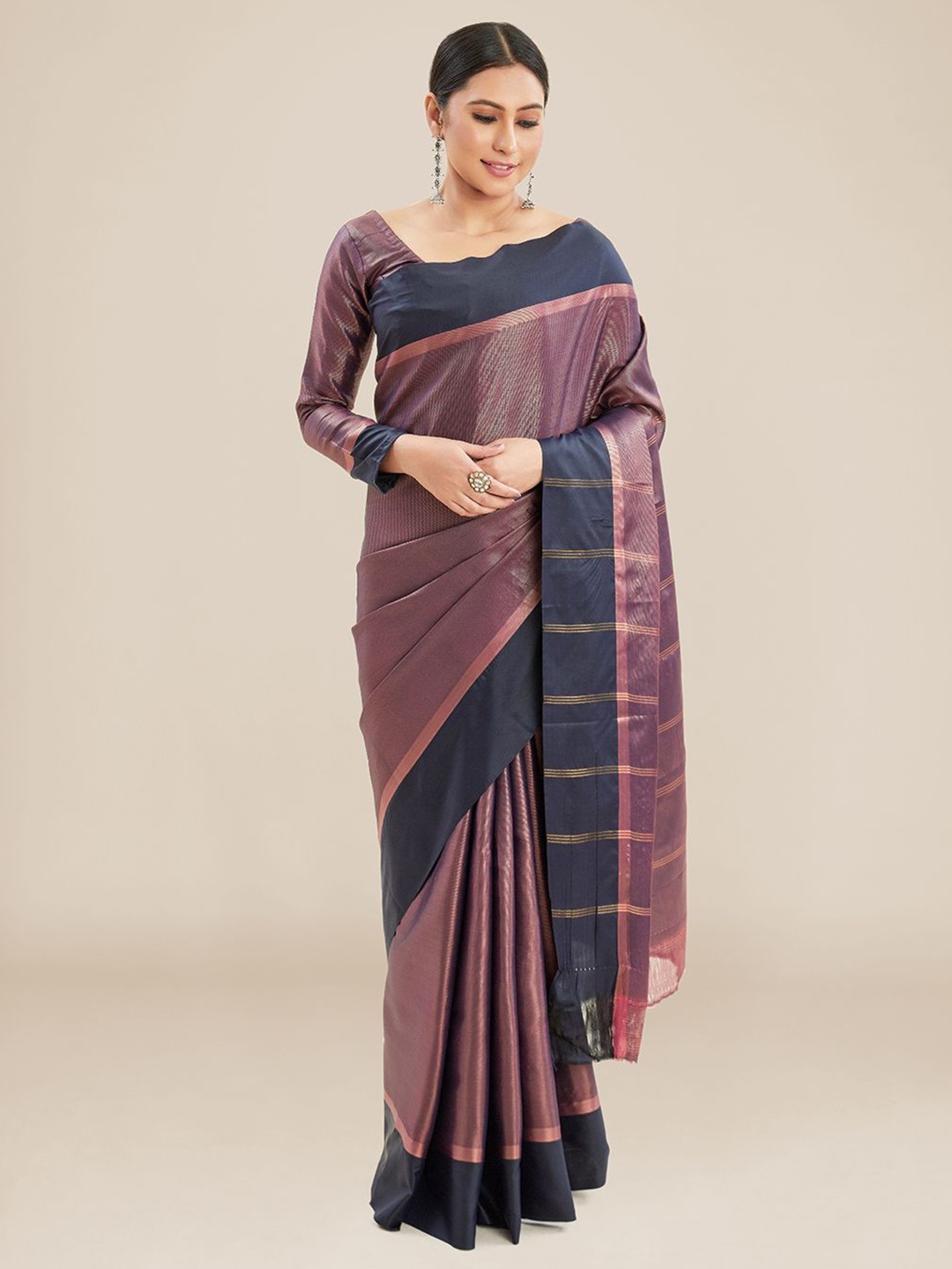 

Kalyan Silks Zari Detailed Mangalagiri Saree, Mauve