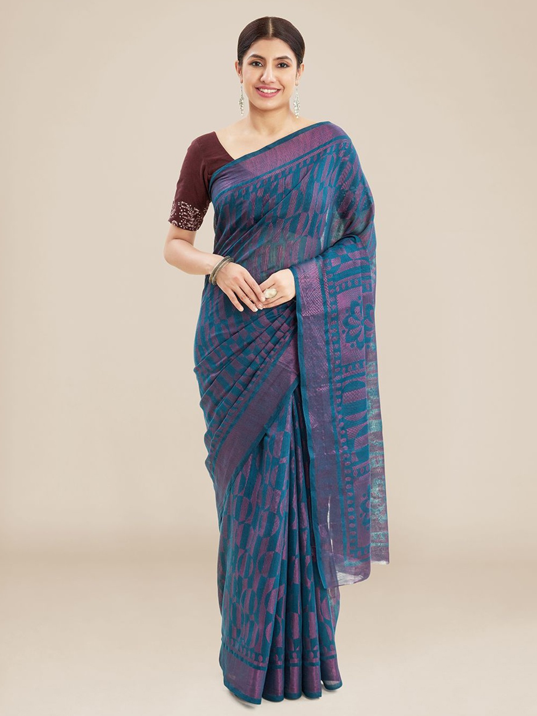 

Kalyan Silks Abstract Woven Design Saree, Teal