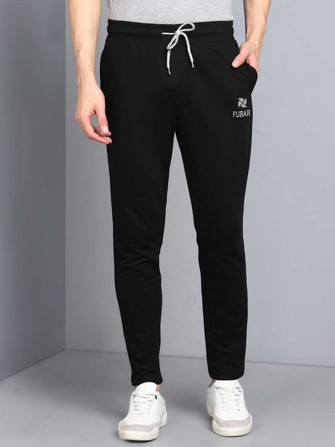 

FUBAR Men Mid Rise Cotton Track Pants, Black