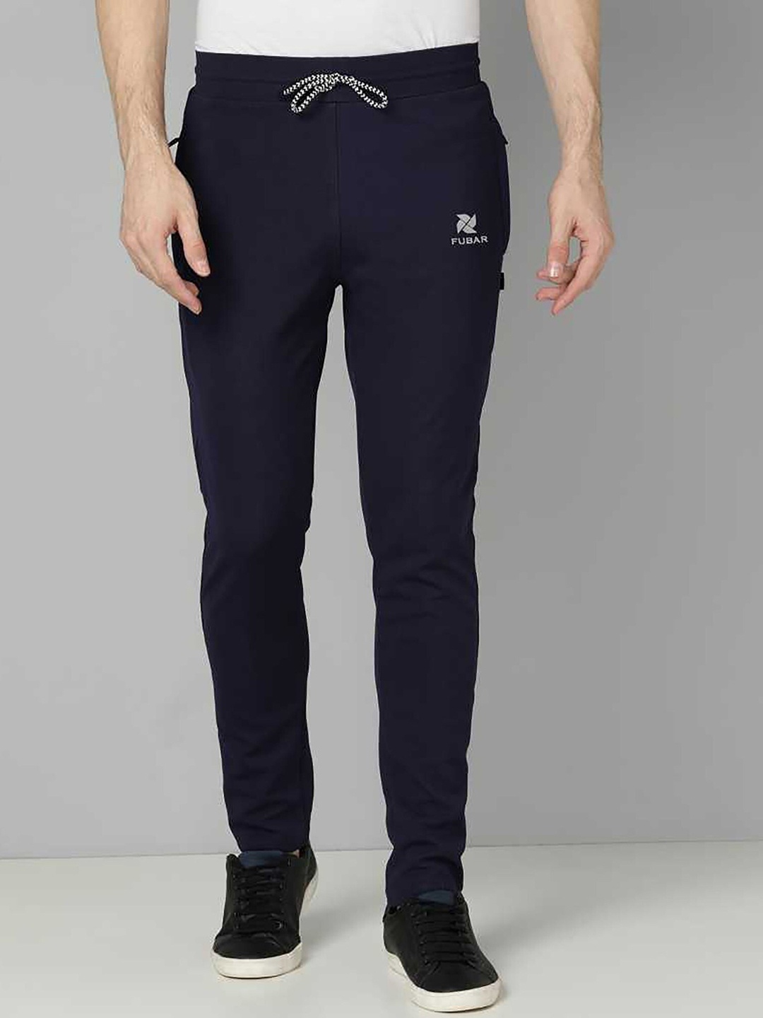 

FUBAR Men Mid Rise Cotton Track Pants, Blue