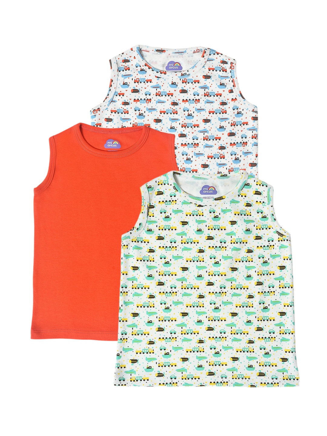 

MiArcus Unisex Kids Pack Of 3 Cotton Innerwear Vests, Green