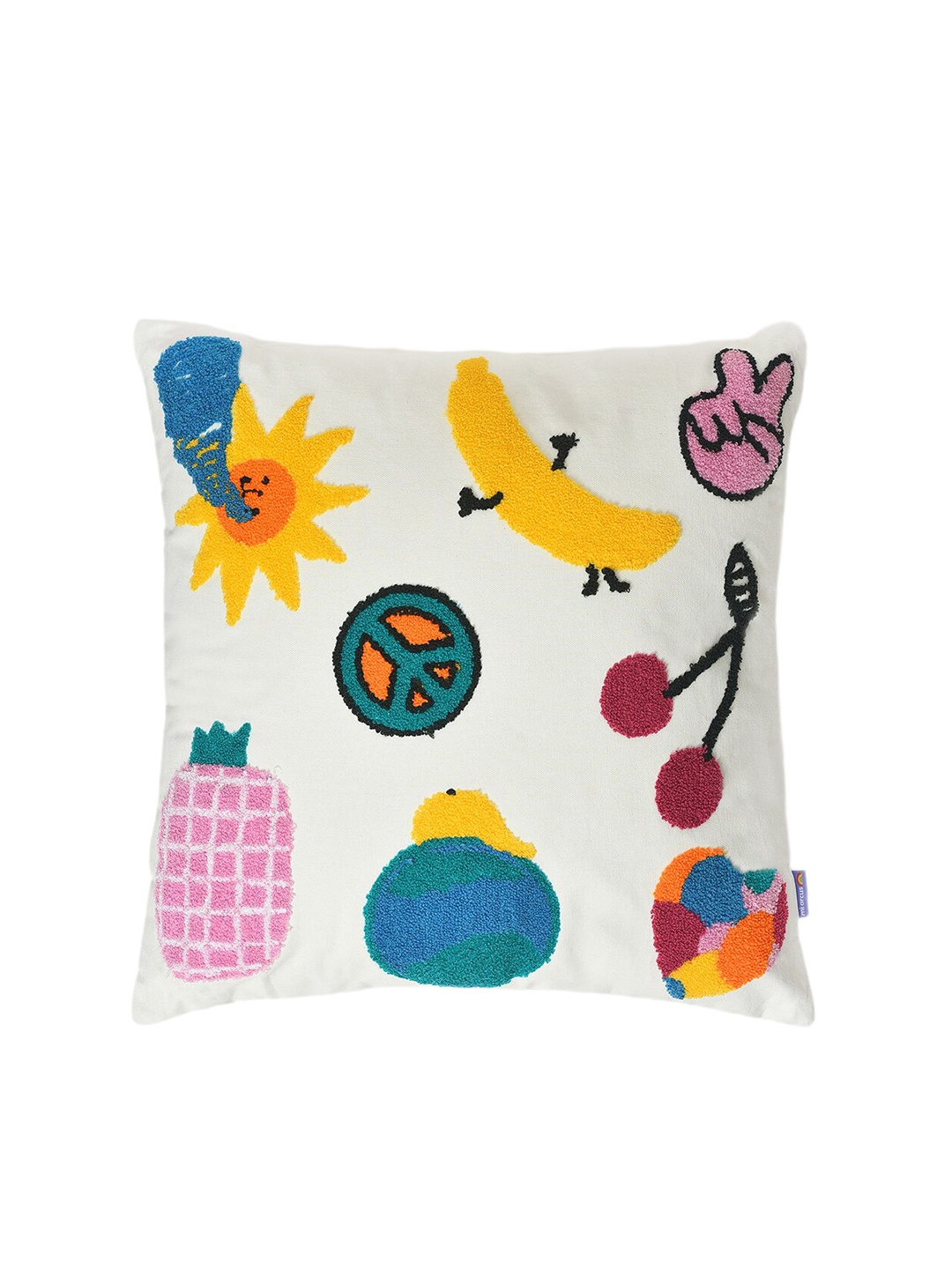 

MiArcus Kids White & Yellow Conversational Printed Pillow