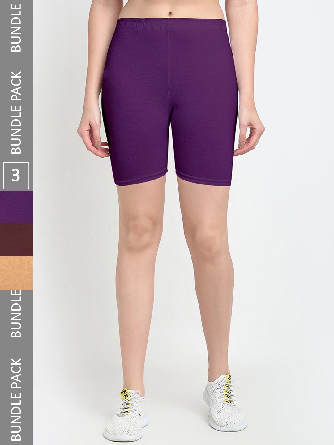 

Jinfo Women Pack Of 3 Lycra Cycling Shorts, Nude