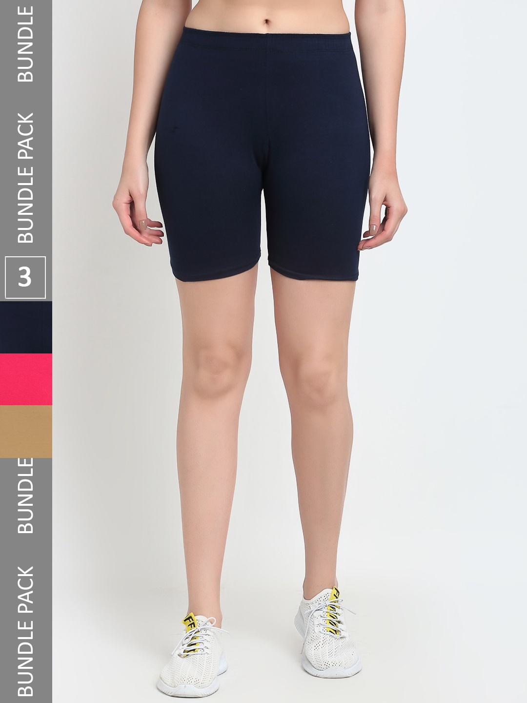 

Jinfo Women Pack Of 3 Sports Shorts, Pink