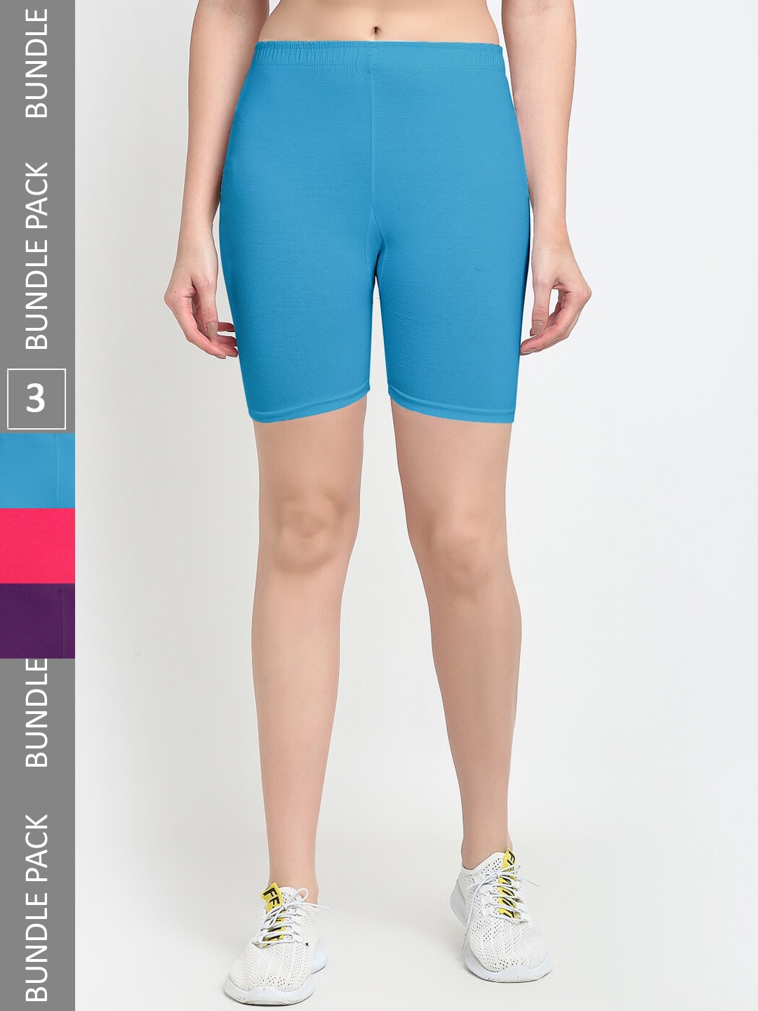 

Jinfo Women Pack Of 3 Mid-Rise Sports Shorts, Pink