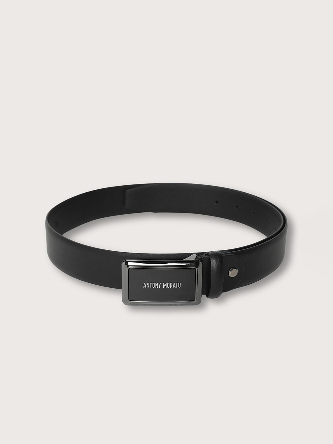 

Antony Morato Men Push Pin Leather Belt, Black