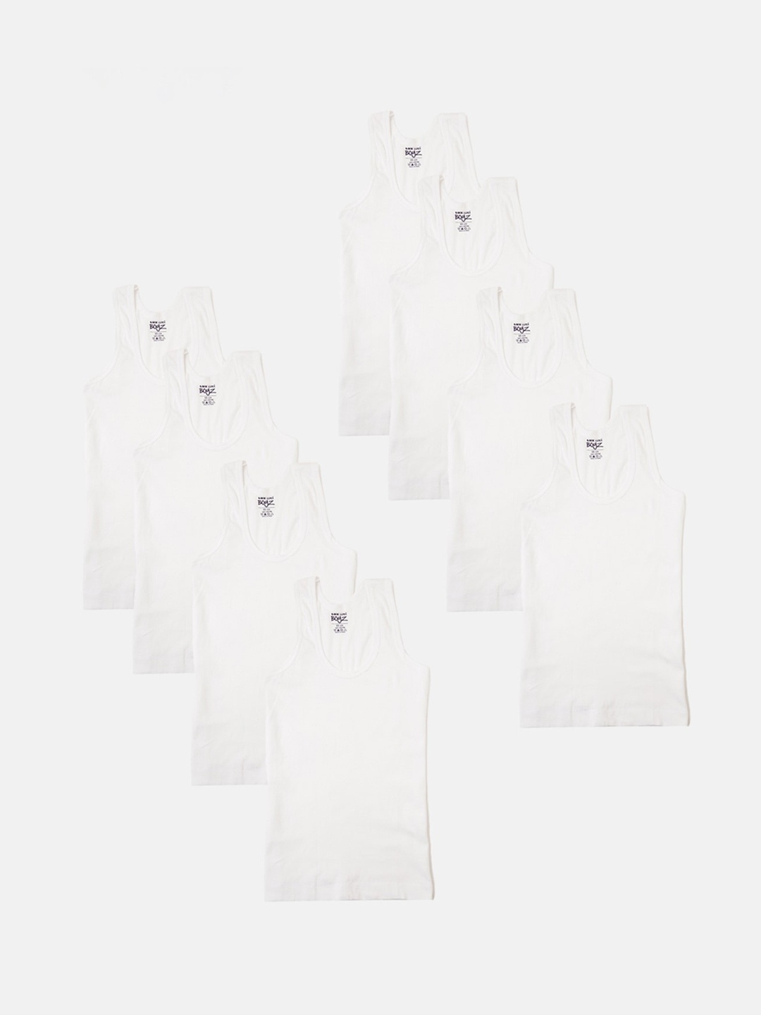 

Lux Cozi Boys Pack Of 8 Solid Pure Cotton Vests, White
