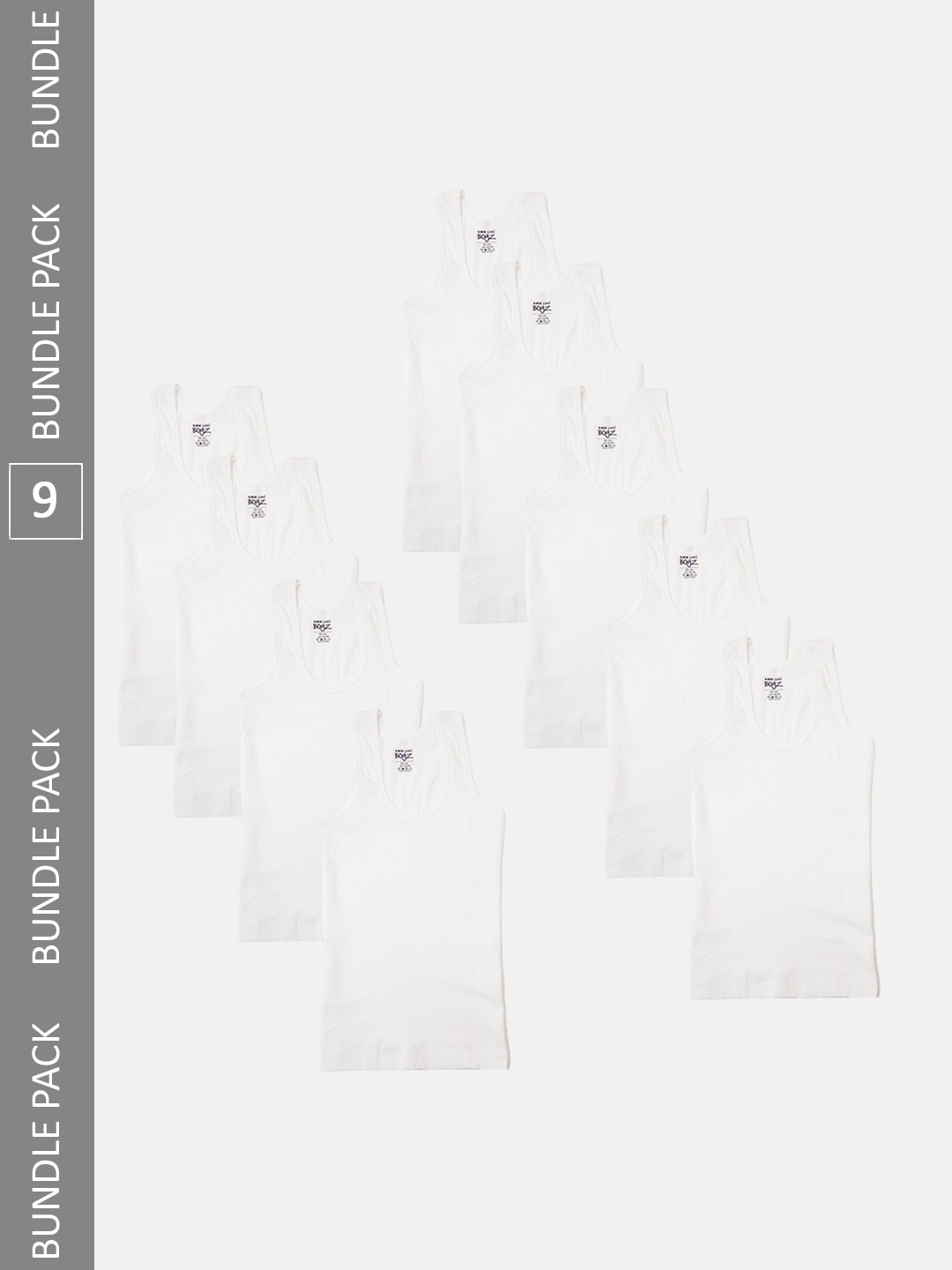 

Lux Cozi Boys Pack Of 9 Cotton Basic Vests, White