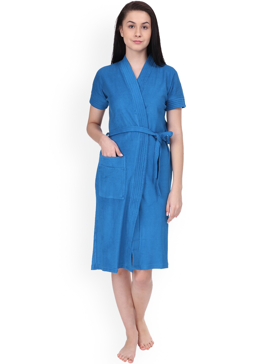 

RedRose Women Cotton Soft Bath Robe, Blue