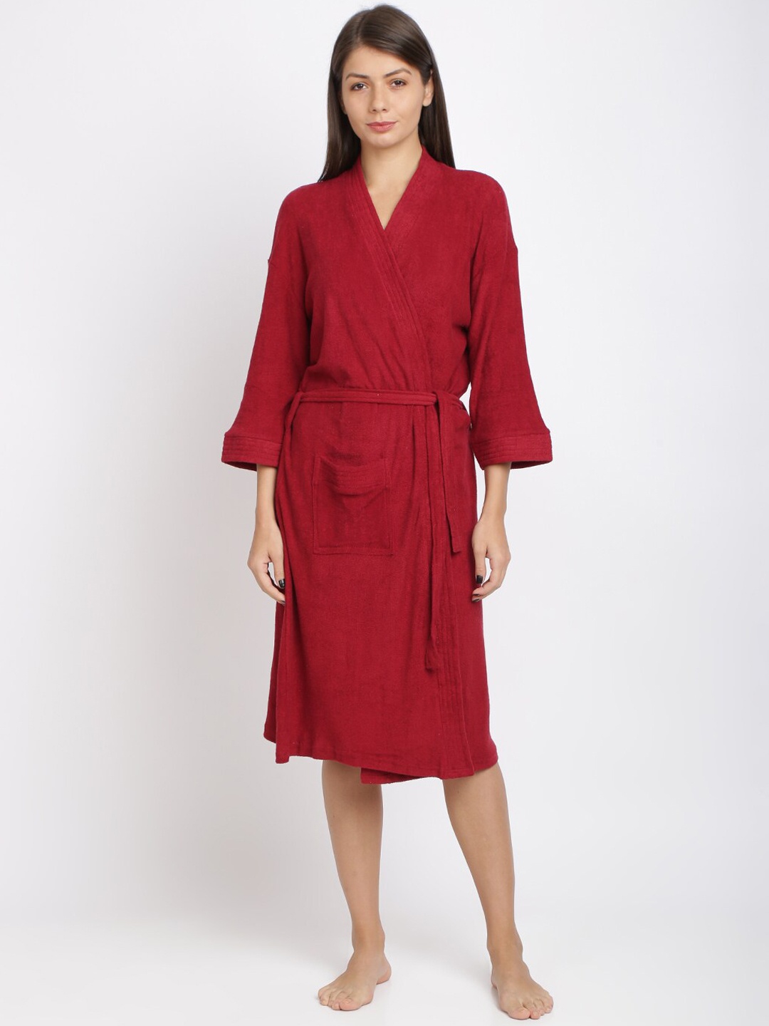 

RedRose Cotton Soft Bath Robe, Maroon