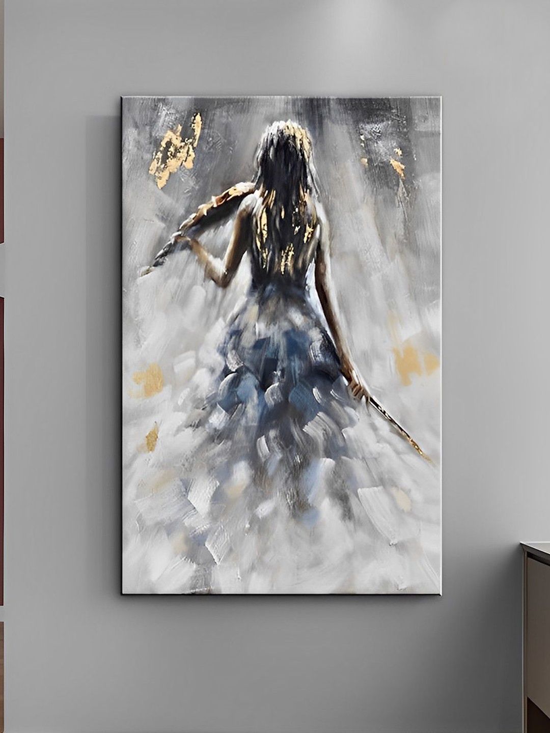 

THE HANDMADE FLAIR White & Grey Abstract Printed Framed Wall Art