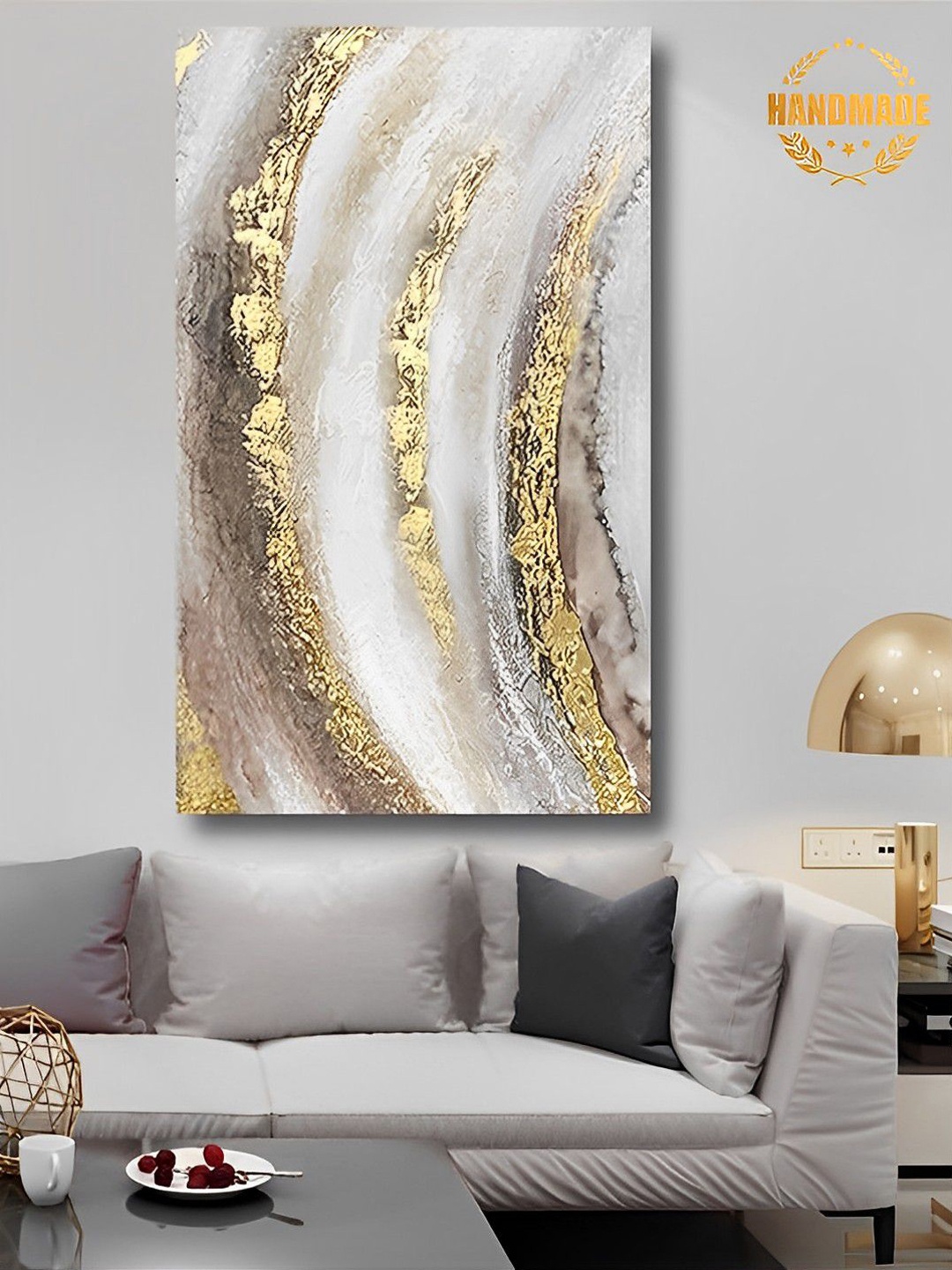 

THE HANDMADE FLAIR Brown & White Abstract Painted Framed Wall Art