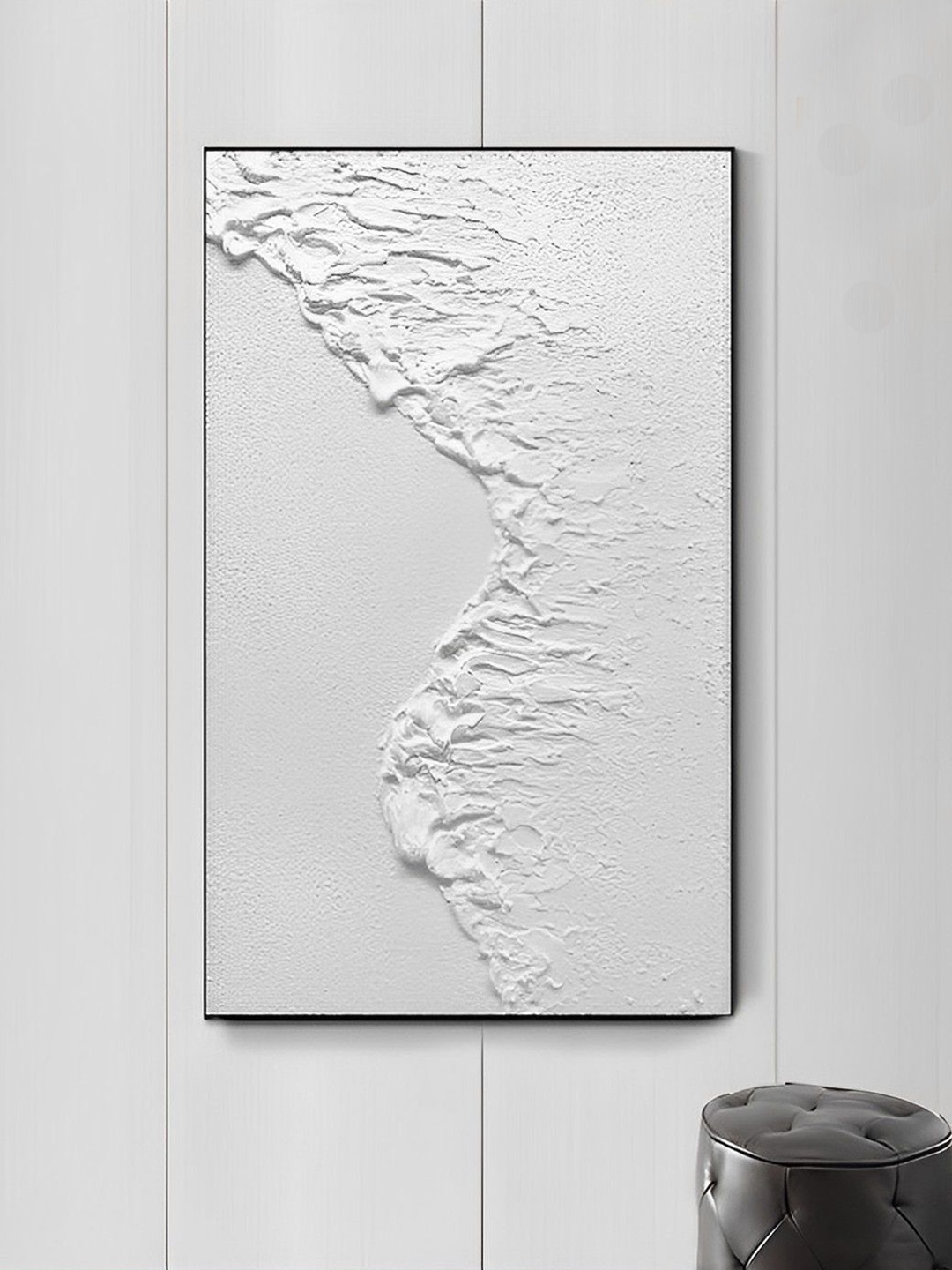 

THE HANDMADE FLAIR White Abstract Painted Framed Wall Art