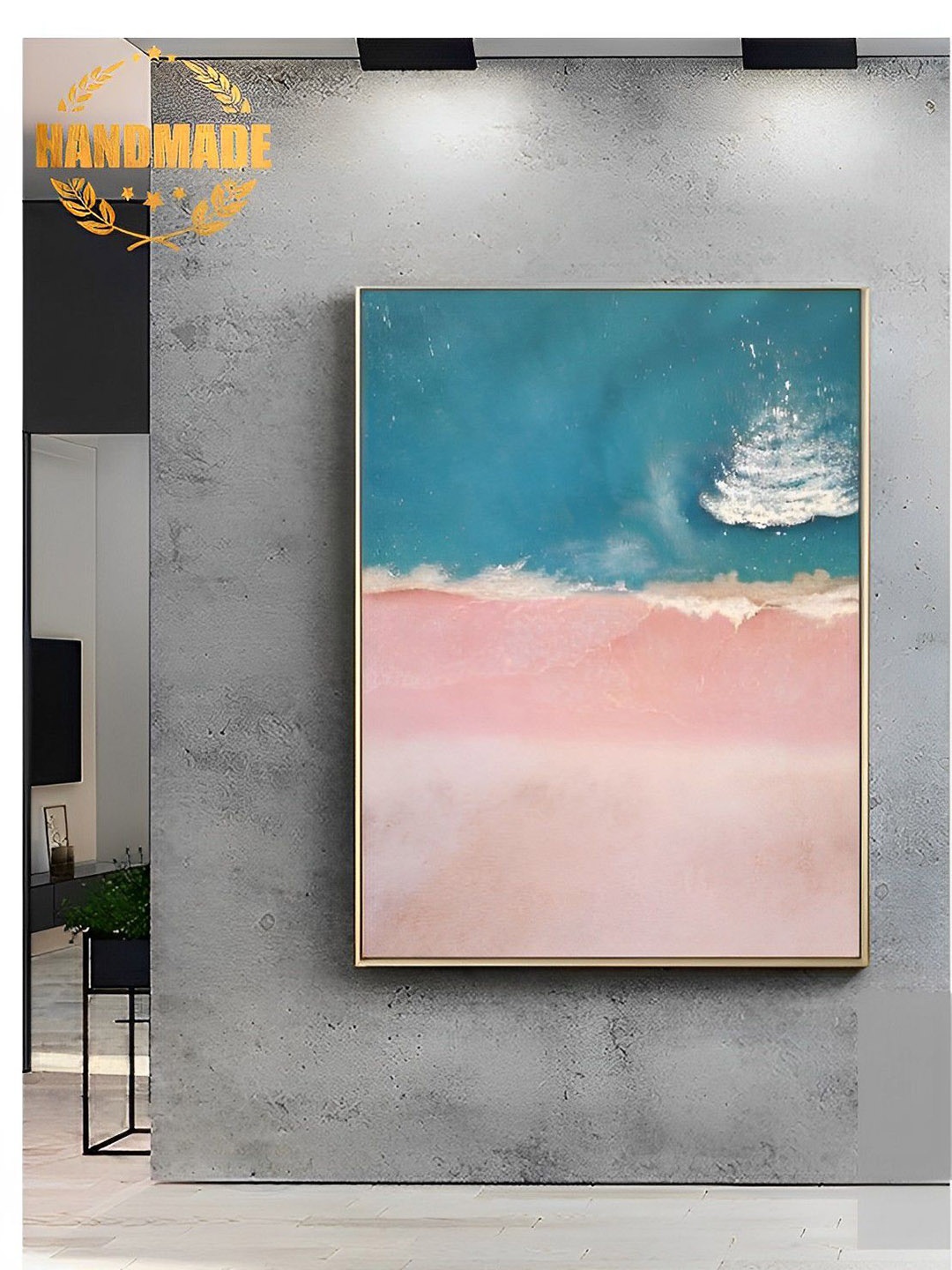 

THE HANDMADE FLAIR Abstract Printed Framed Wall Art, Blue