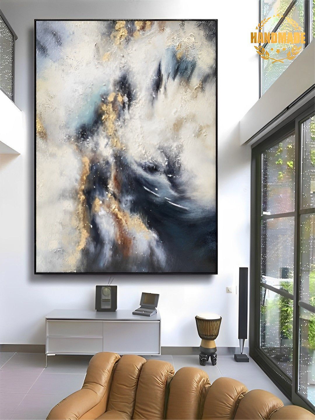 

THE HANDMADE FLAIR Black & Cream Abstract Printed Framed Wall Art