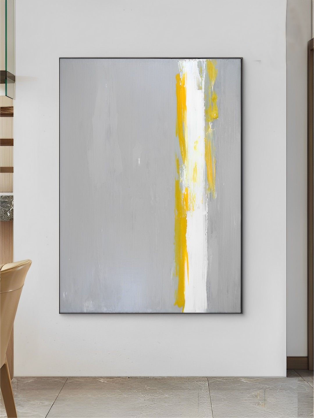 

THE HANDMADE FLAIR Grey & White Abstract Printed Framed Wall Art