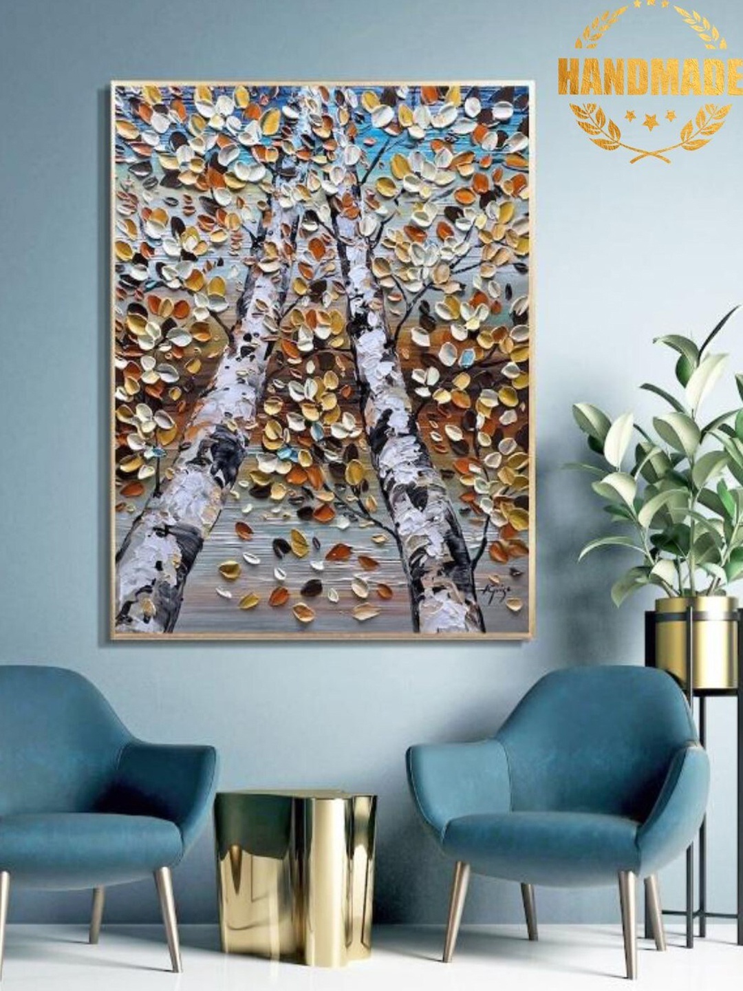 

THE HANDMADE FLAIR Yellow & White Abstract Painting Framed Wall Art