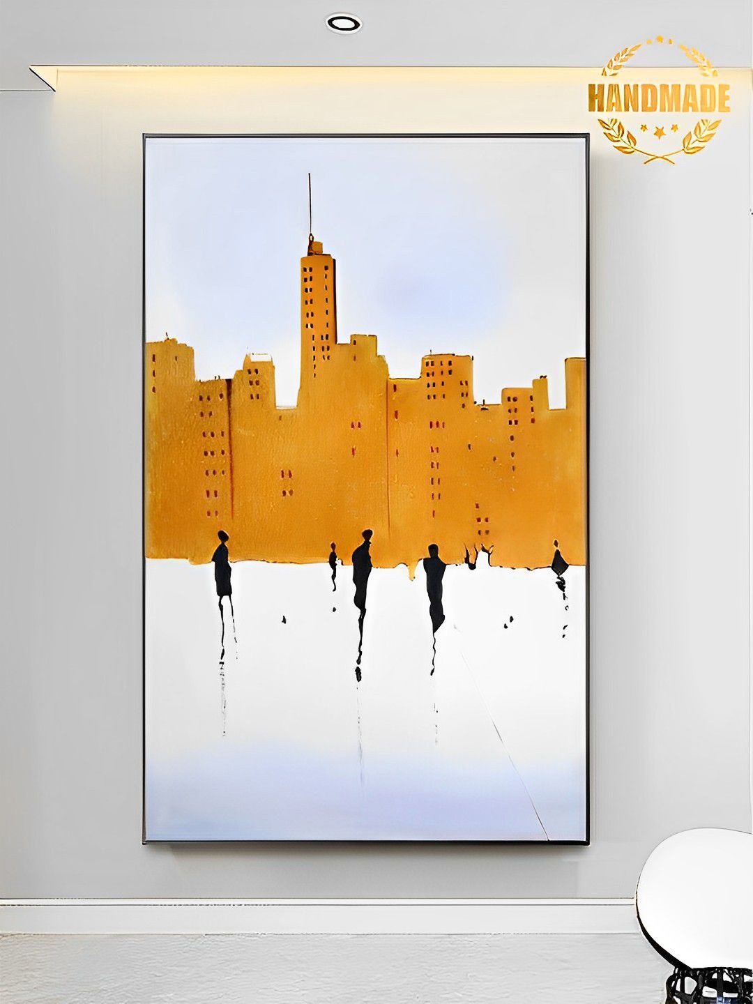 

THE HANDMADE FLAIR White & Yellow Painting Framed Wall Art