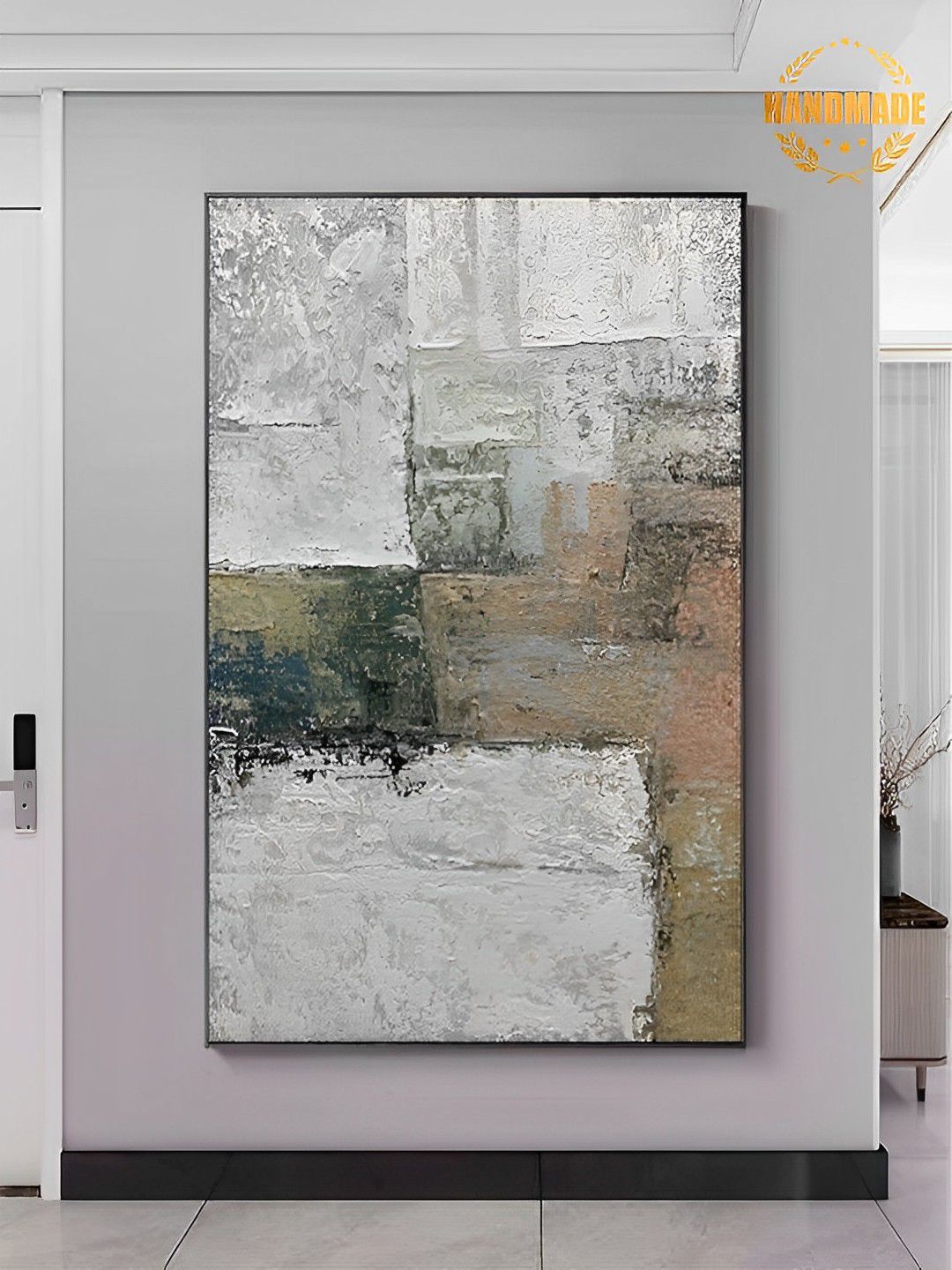 

THE HANDMADE FLAIR Grey & Green Painting Framed Wall Art