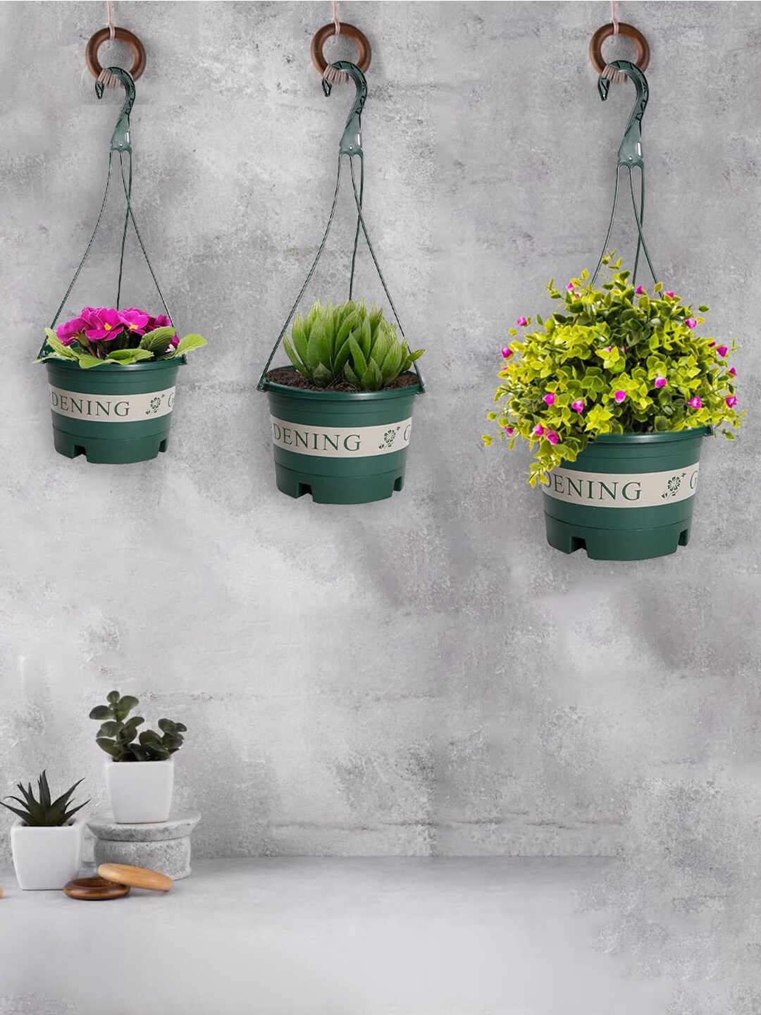 

Kuber Industries Green Light Weight Hanging Flower Pot