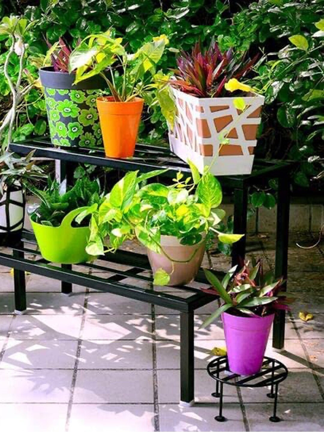 

Kuber Industries Black & Gold-Toned 3 Pieces Metal Pot Stand
