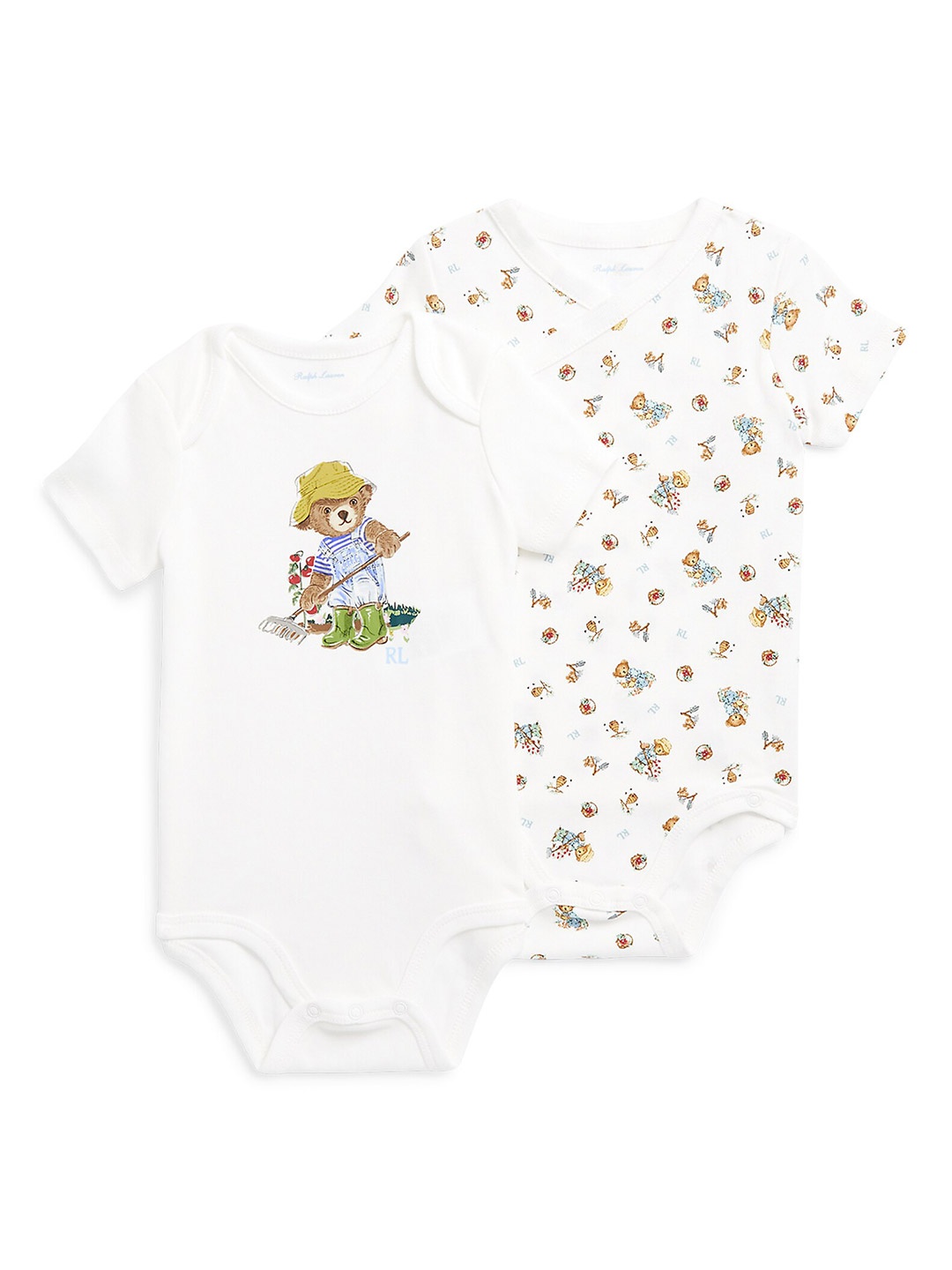 

Polo Ralph Lauren Infant Boys Pack Of 2 Printed Cotton Rompers, Cream