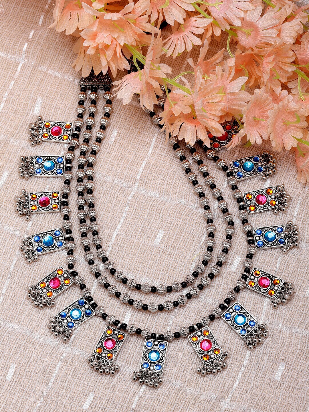 

Moedbuille Brass Silver-Plated Oxidised Necklace, Steel