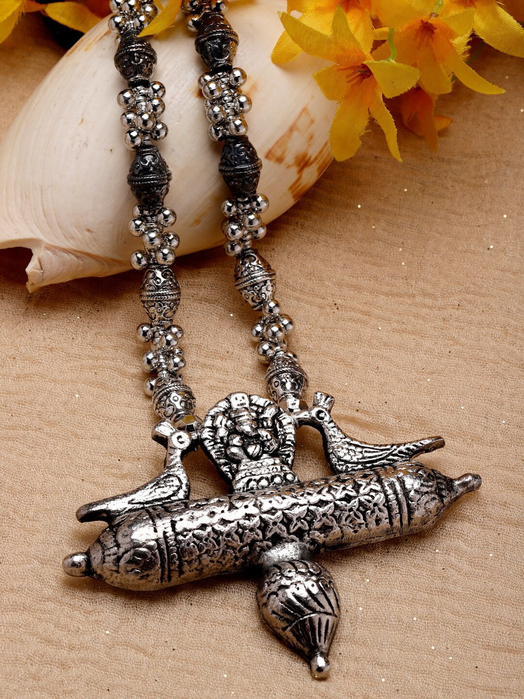 

Moedbuille Brass Silver-Plated Temple Necklace