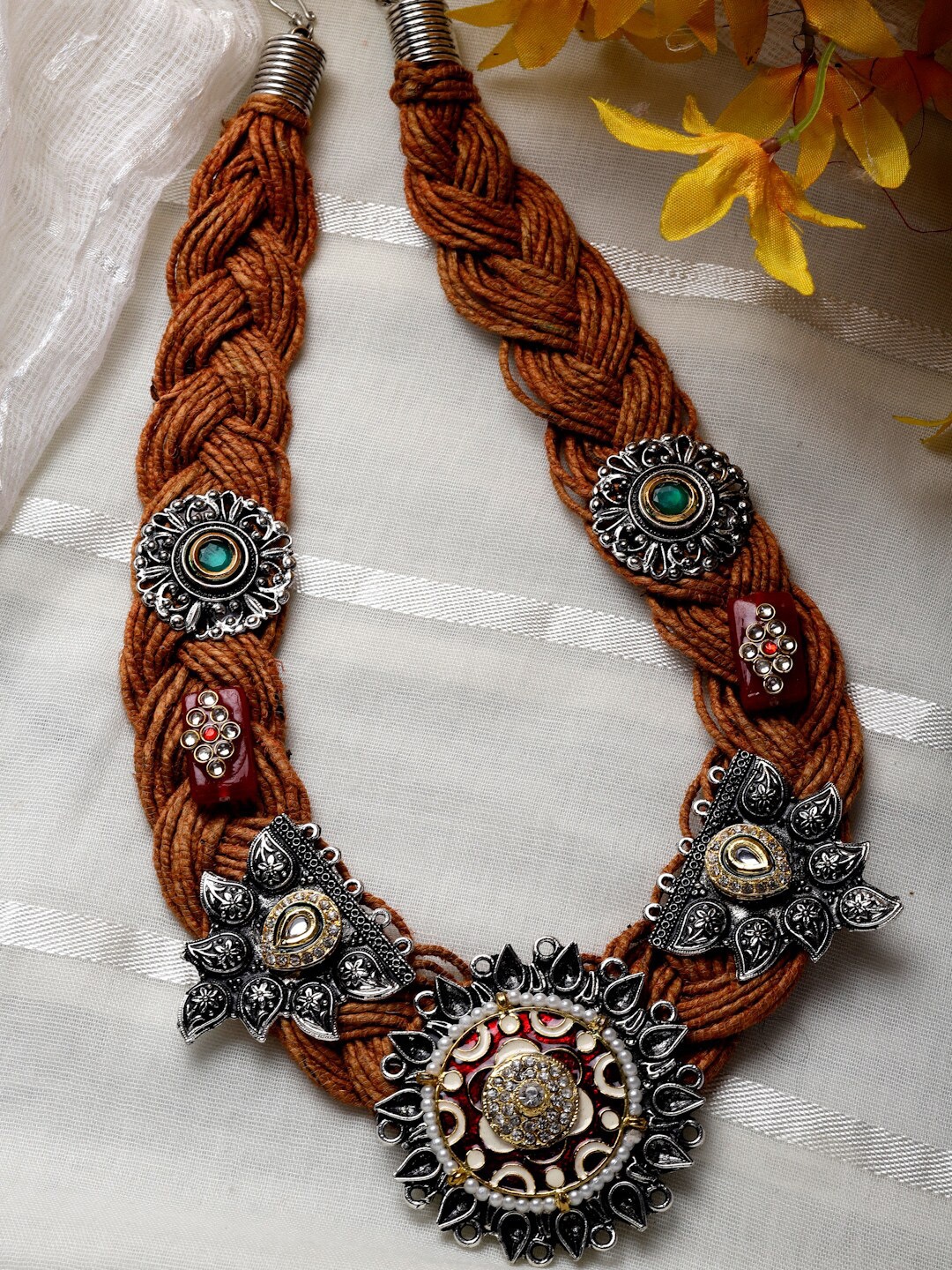 

Moedbuille Brass Silver-Plated Necklace