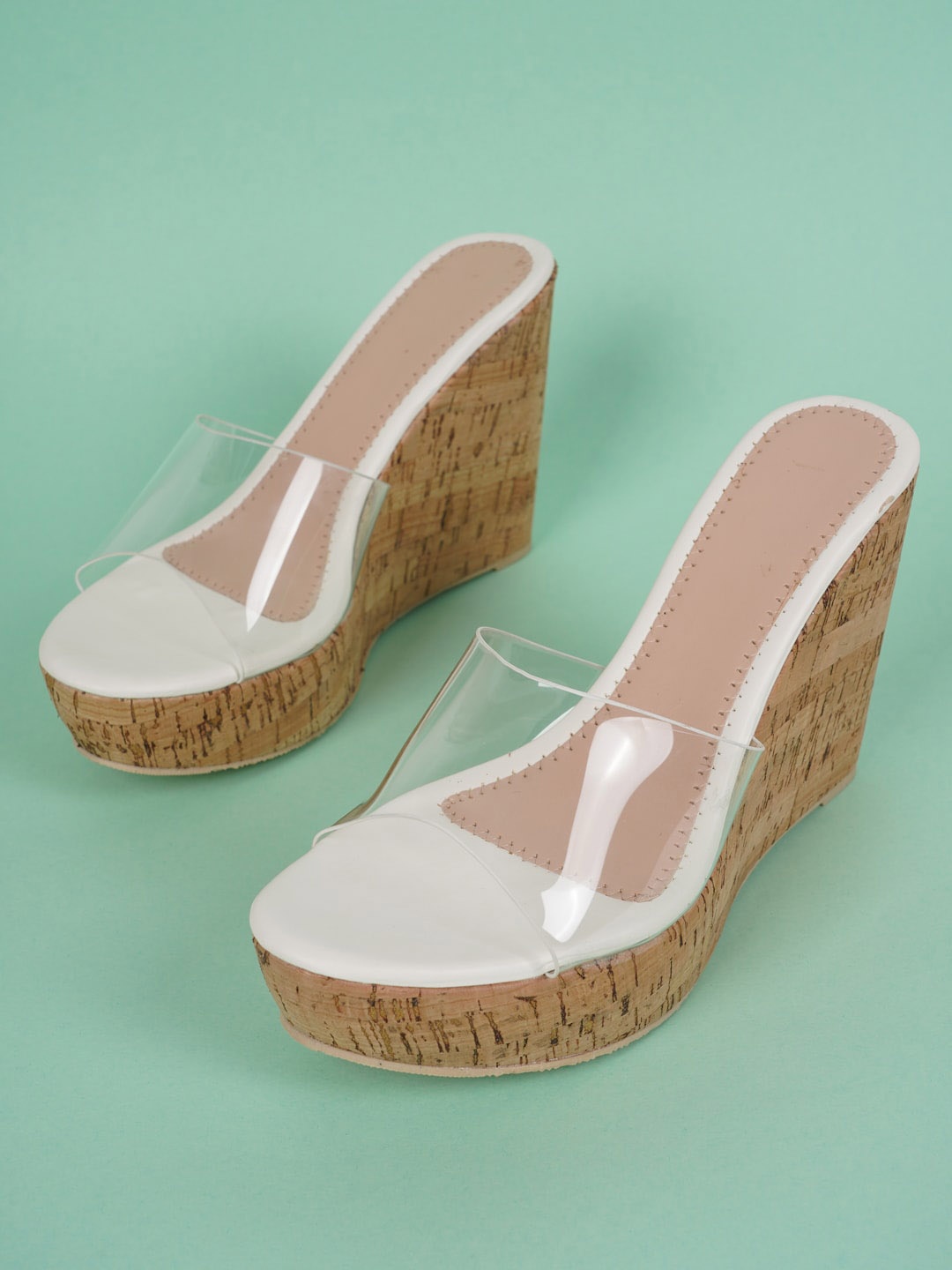 

SAPATOS Open Toe Wedge Heels, White
