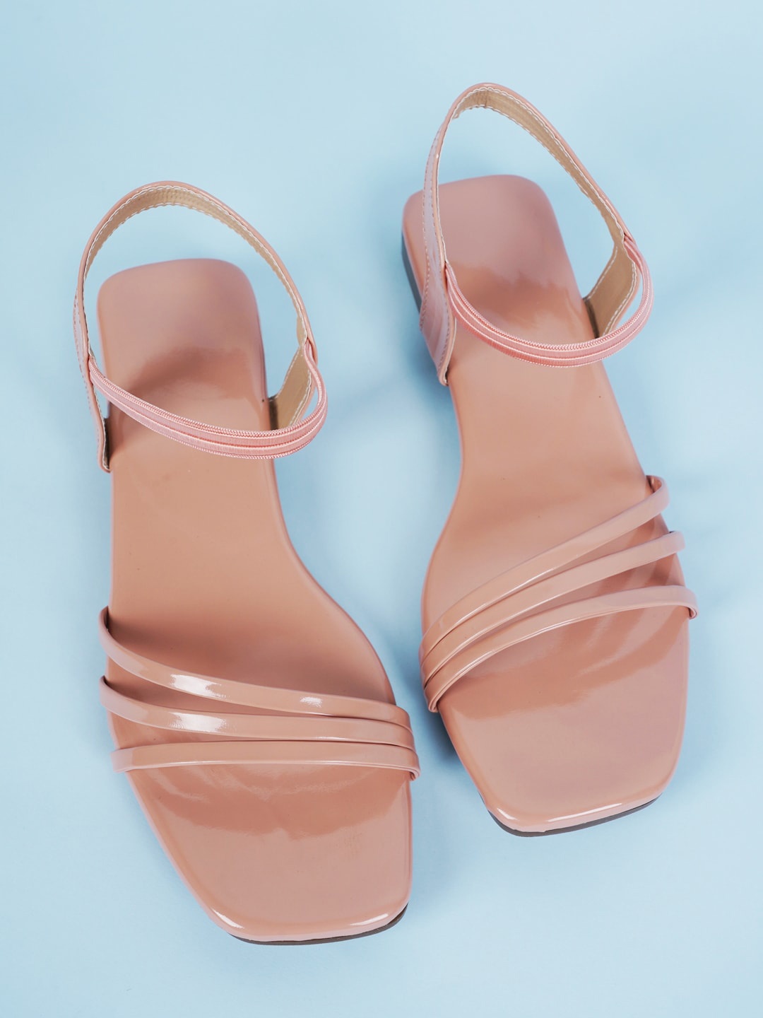 

SAPATOS Strappy Open Toe Flats, Peach