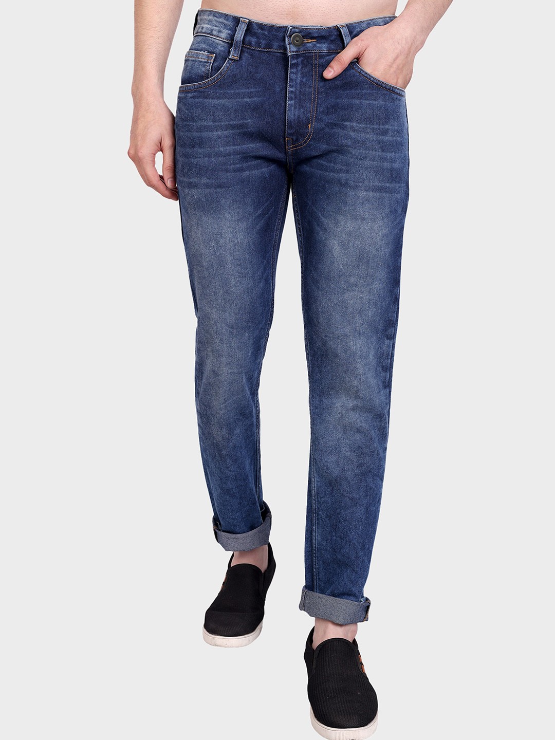 

Harvard Men Navy Blue Clean Look Light Fade Whiskers Slim Fit Stretchable Jeans