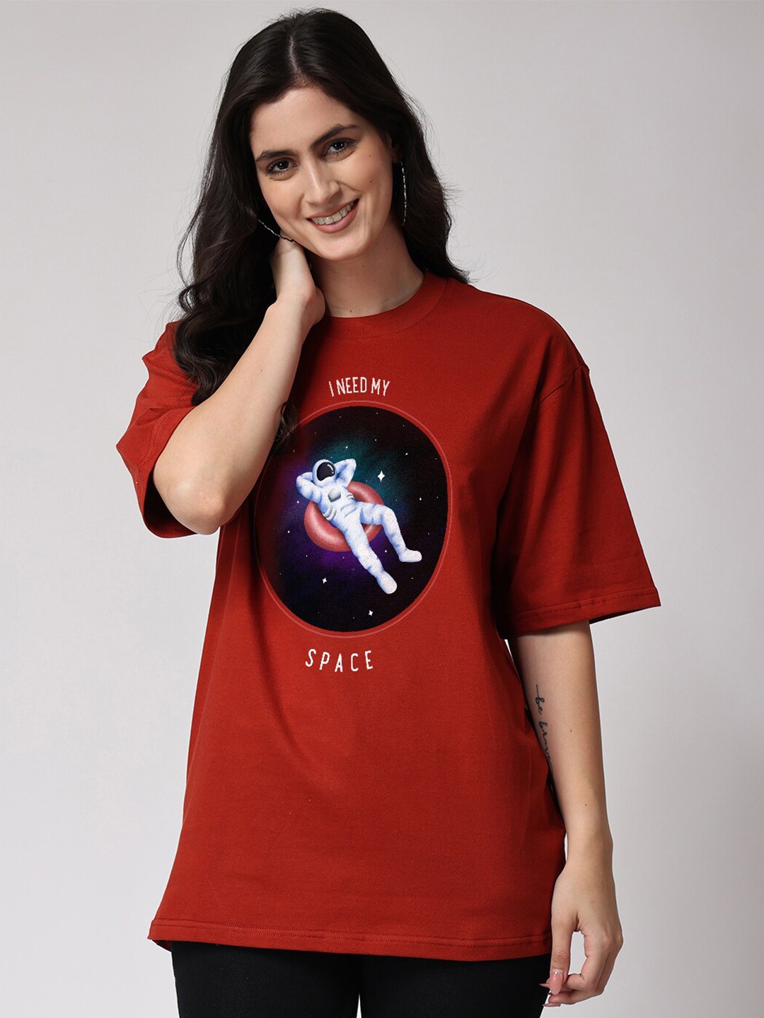 

The Label Bar Graphic Printed Oversized Cotton T-Shirt, Rust