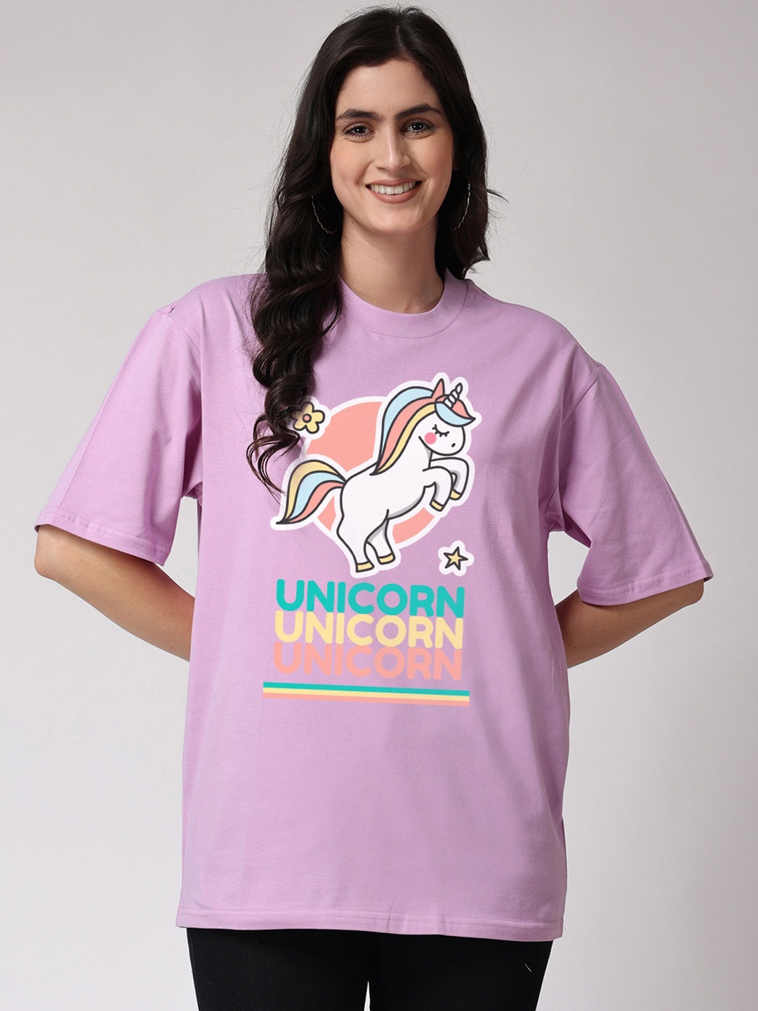 

The Label Bar Graphic Printed Oversized Cotton T-shirt, Lavender