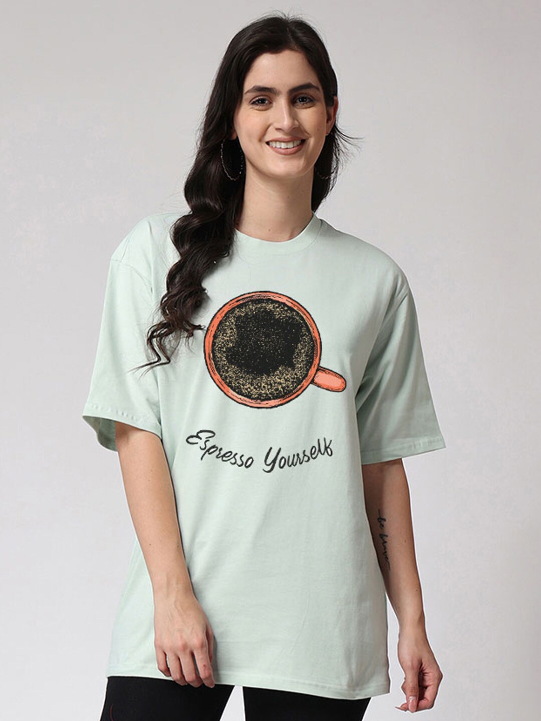

The Label Bar Graphic Printed Longline Oversized Cotton T-shirt, Green
