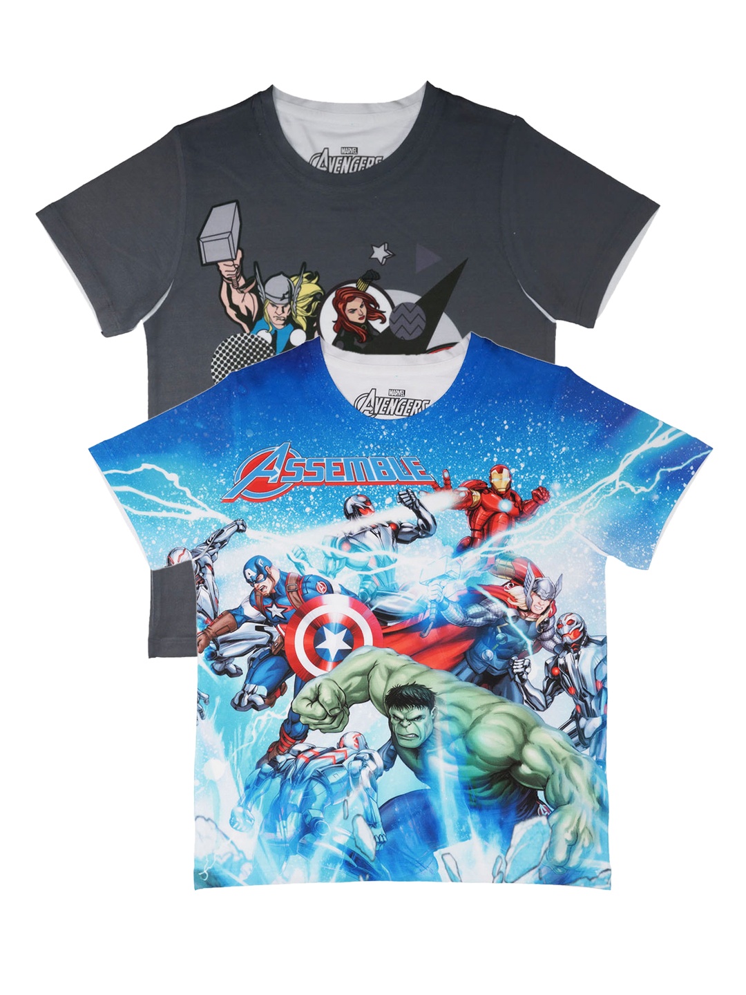 

Marvel by Wear Your Mind Boys Pack of 2 Avengers Printed T-shirts, Grey