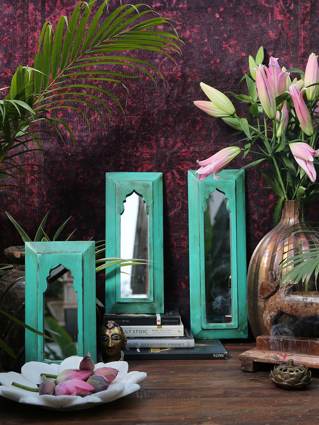 

Amoliconcepts Revive Green 3-Pieces Wooden Mehrab Mirrors