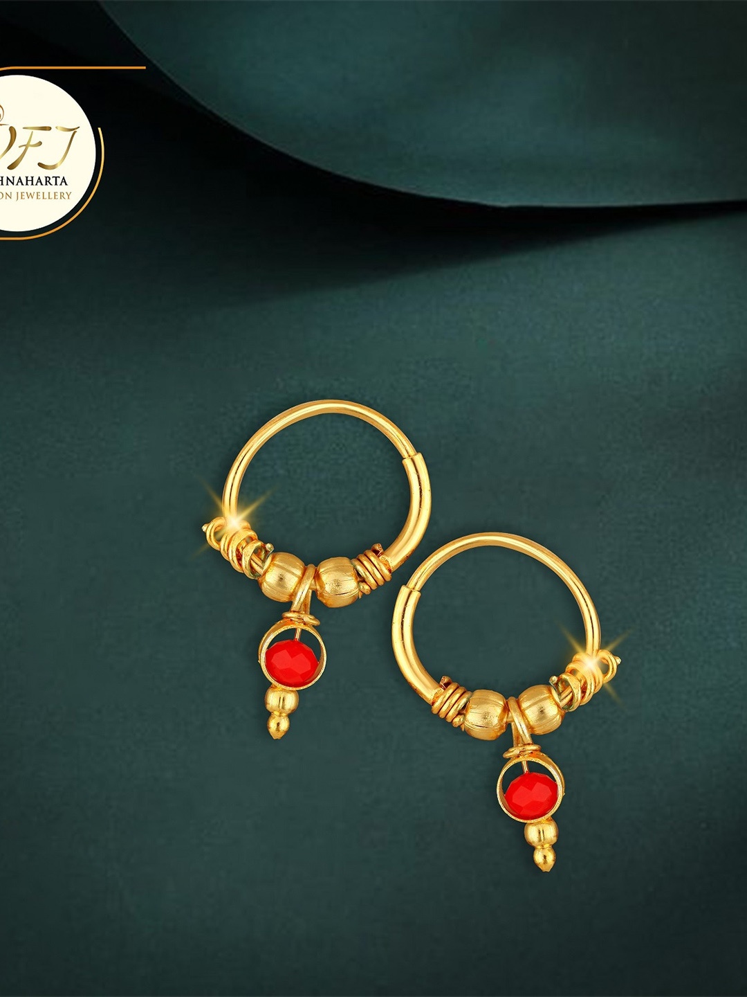 

Vighnaharta Gold-Plated Floral Hoop Earrings