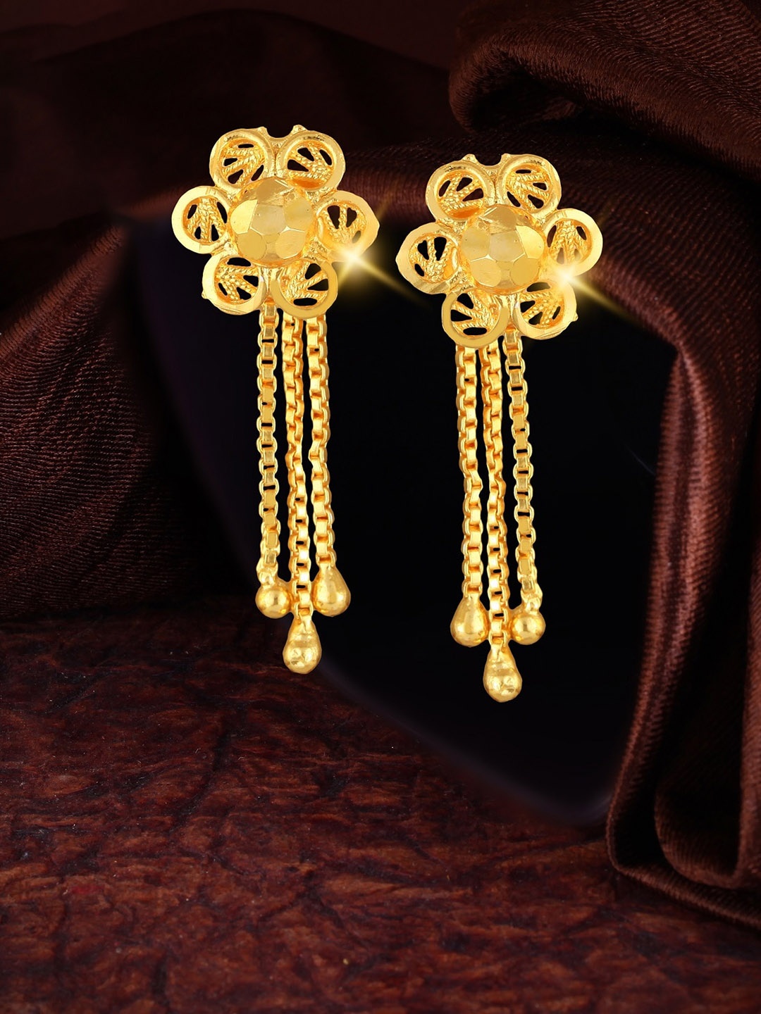 

Vighnaharta Gold-Plated Floral Drop Earrings