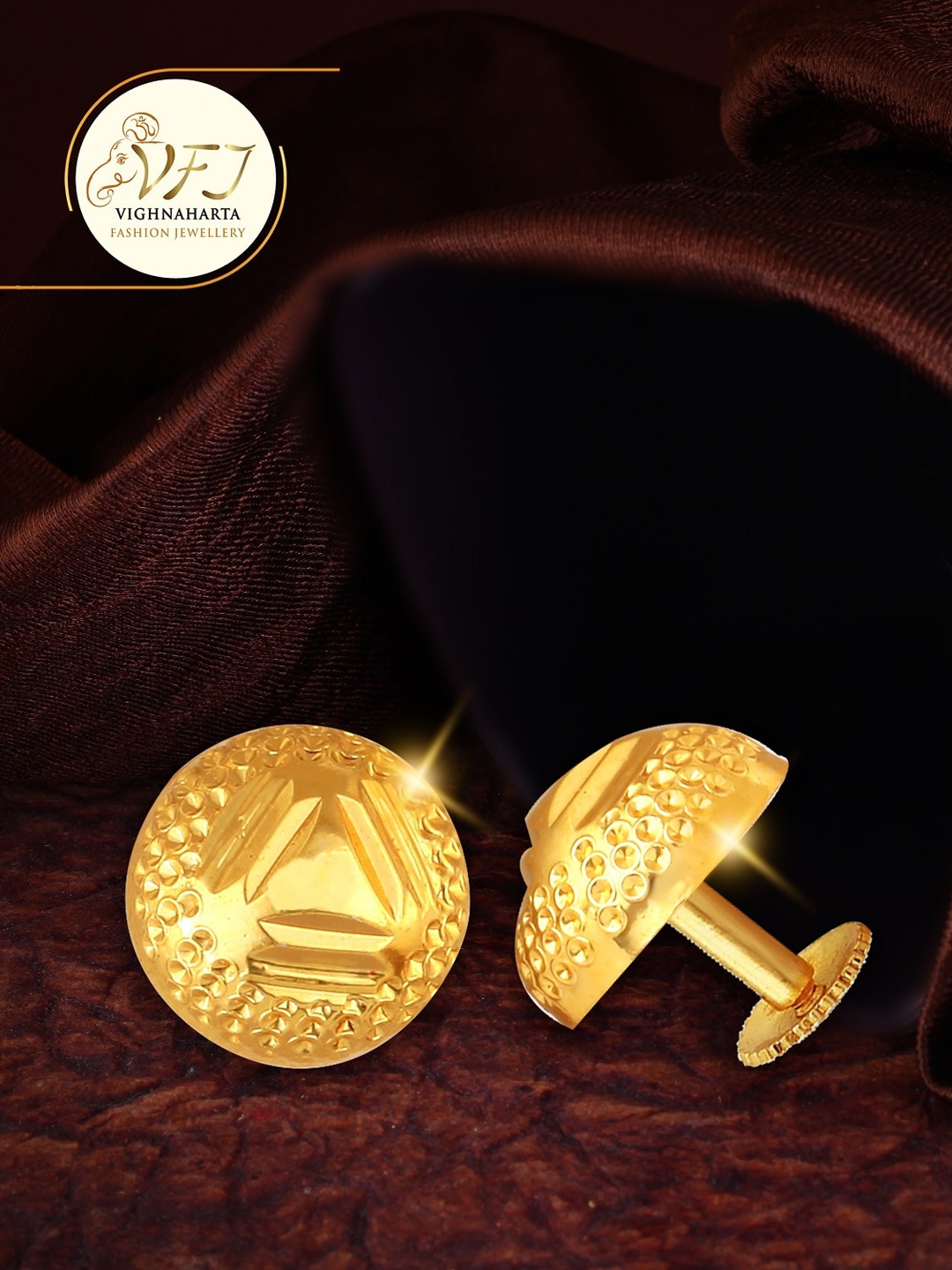 

Vighnaharta Gold-Plated Circular Studs Earrings